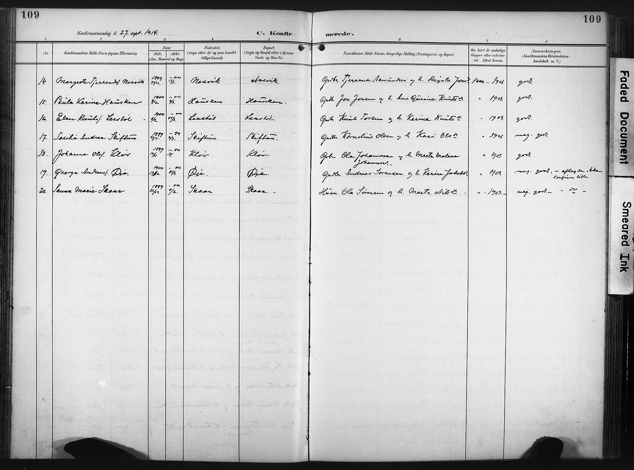 Hjelmeland sokneprestkontor, AV/SAST-A-101843/02/A/L0002: Parish register (official) no. A 17, 1901-1916, p. 109