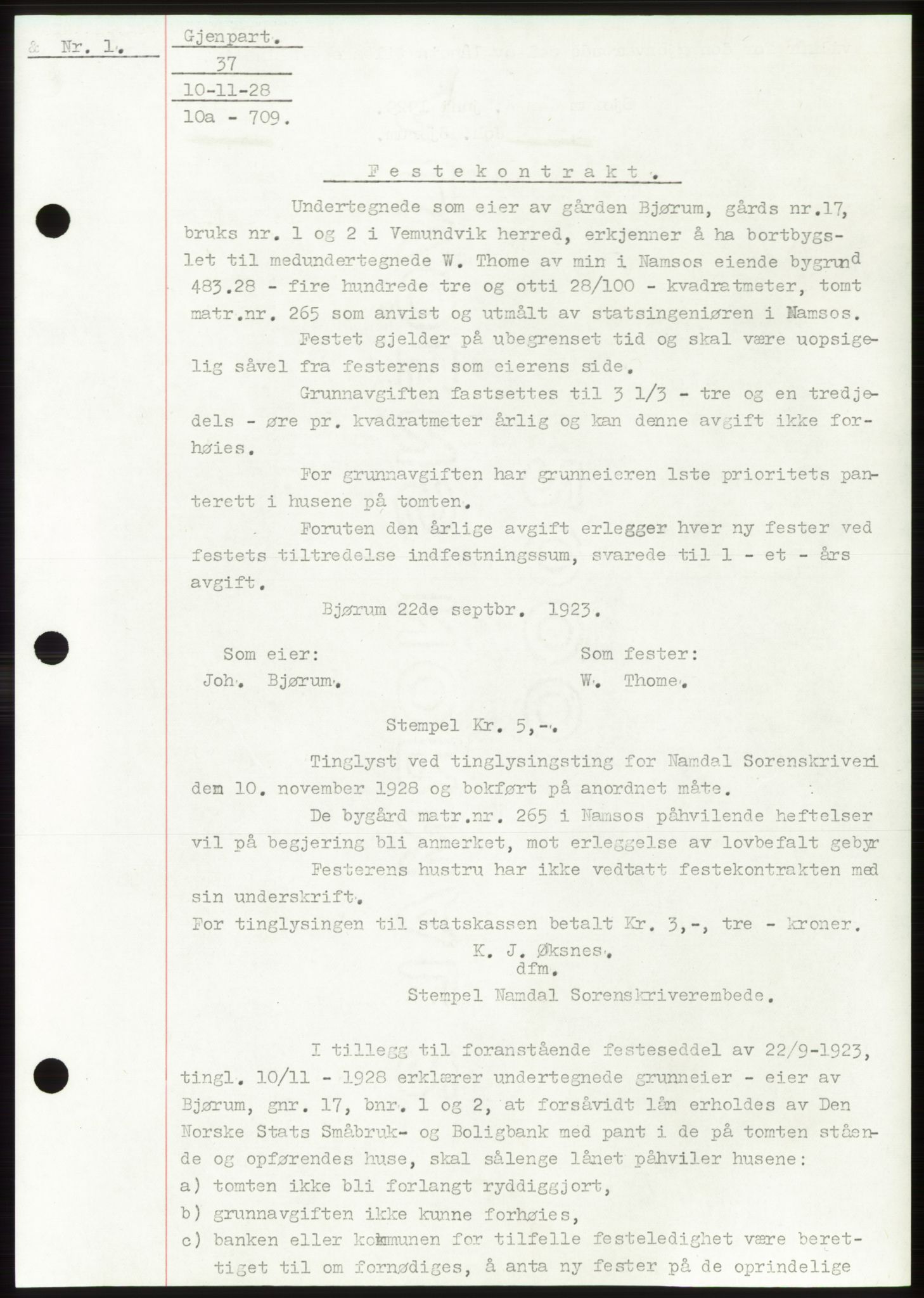 Namdal sorenskriveri, SAT/A-4133/1/2/2C: Mortgage book no. -, 1926-1930, Deed date: 10.11.1928