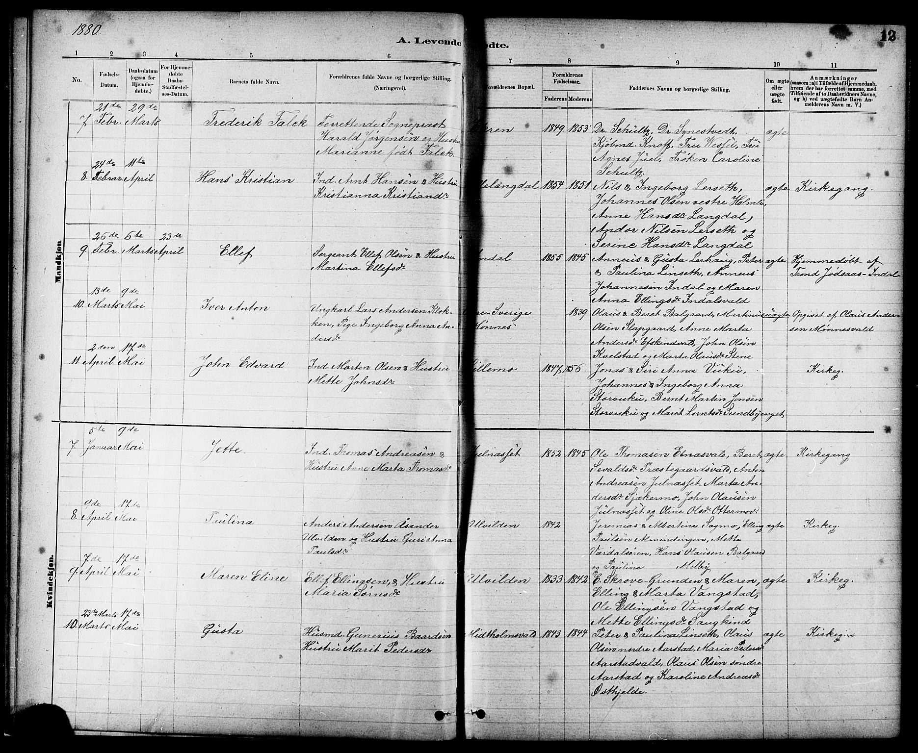 Ministerialprotokoller, klokkerbøker og fødselsregistre - Nord-Trøndelag, AV/SAT-A-1458/724/L0267: Parish register (copy) no. 724C03, 1879-1898, p. 12