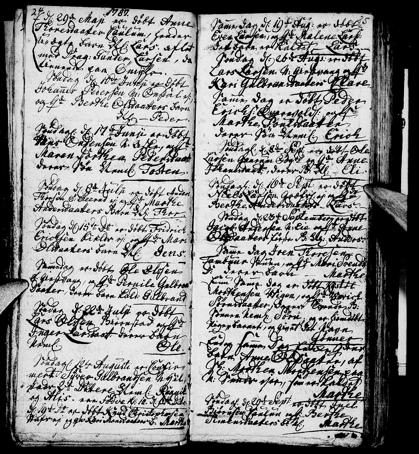 Nes prestekontor, Hedmark, AV/SAH-PREST-020/L/La/L0002: Parish register (copy) no. 2, 1785-1813, p. 24-25