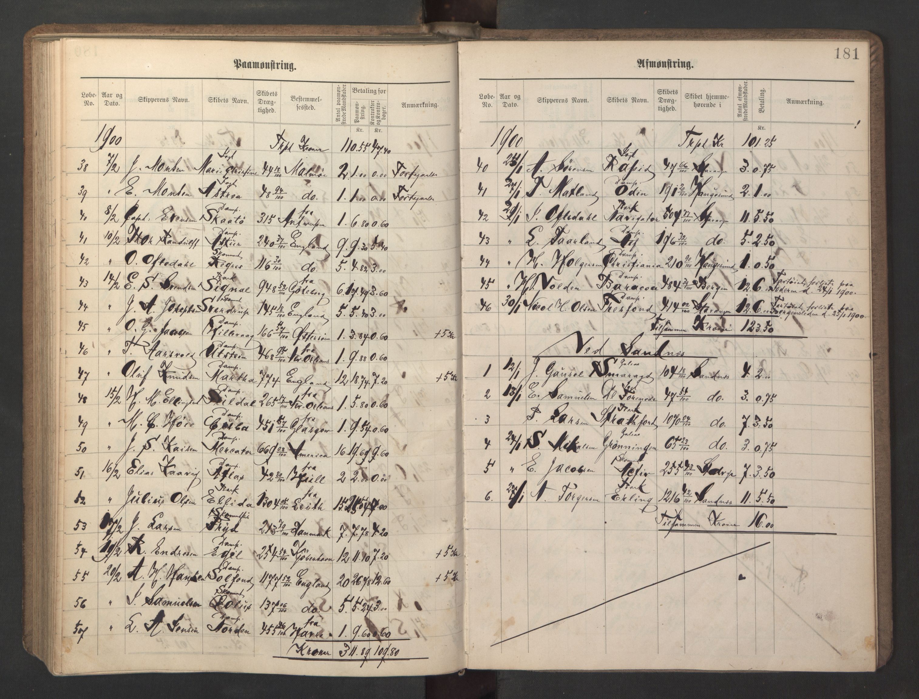 Stavanger sjømannskontor, AV/SAST-A-102006/G/Ga/L0004: Mønstringsjournal, 1893-1900, p. 185