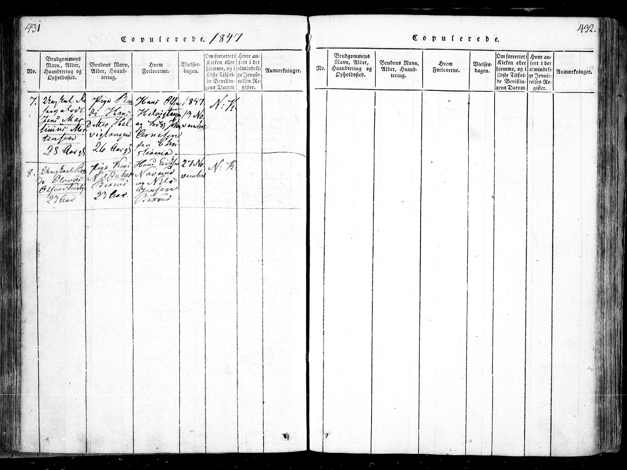 Nesodden prestekontor Kirkebøker, AV/SAO-A-10013/F/Fa/L0006: Parish register (official) no. I 6, 1814-1847, p. 431-432