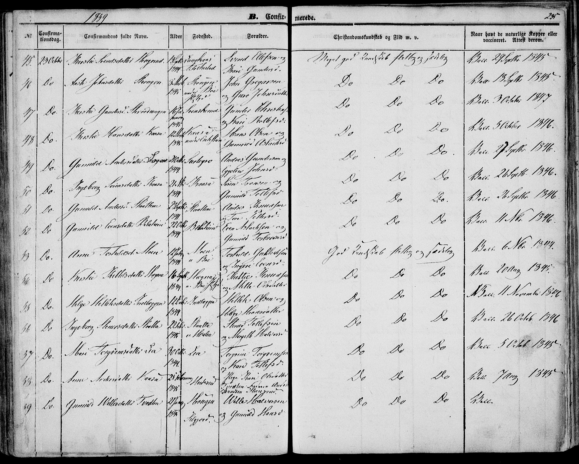 Bø kirkebøker, AV/SAKO-A-257/F/Fa/L0008: Parish register (official) no. 8, 1849-1861, p. 235