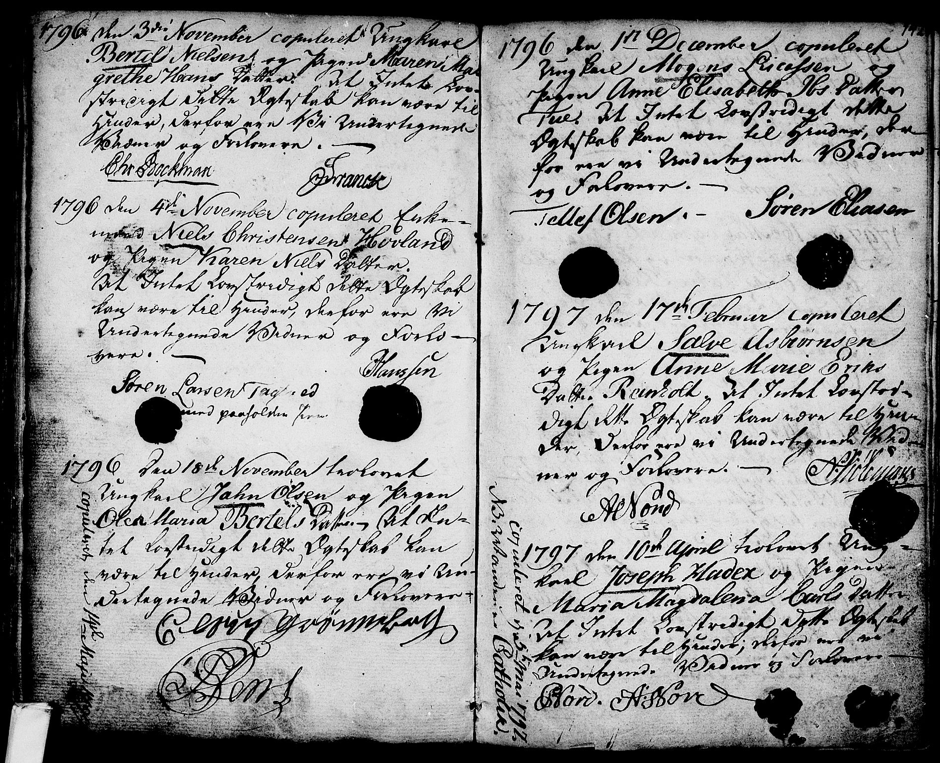 Larvik kirkebøker, SAKO/A-352/G/Ga/L0001: Parish register (copy) no. I 1, 1785-1807, p. 142