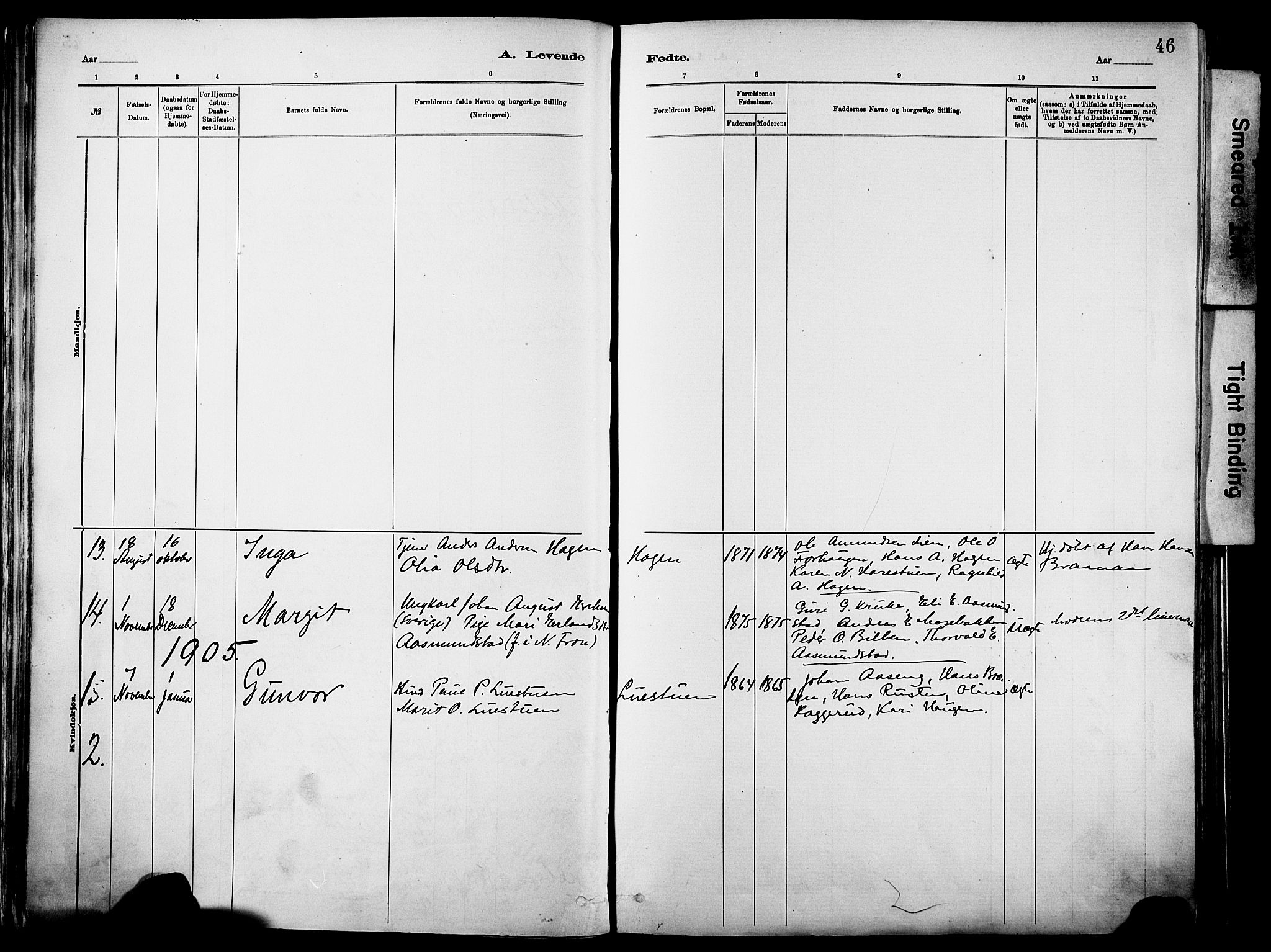 Vågå prestekontor, SAH/PREST-076/H/Ha/Haa/L0010: Parish register (official) no. 10, 1887-1904, p. 46