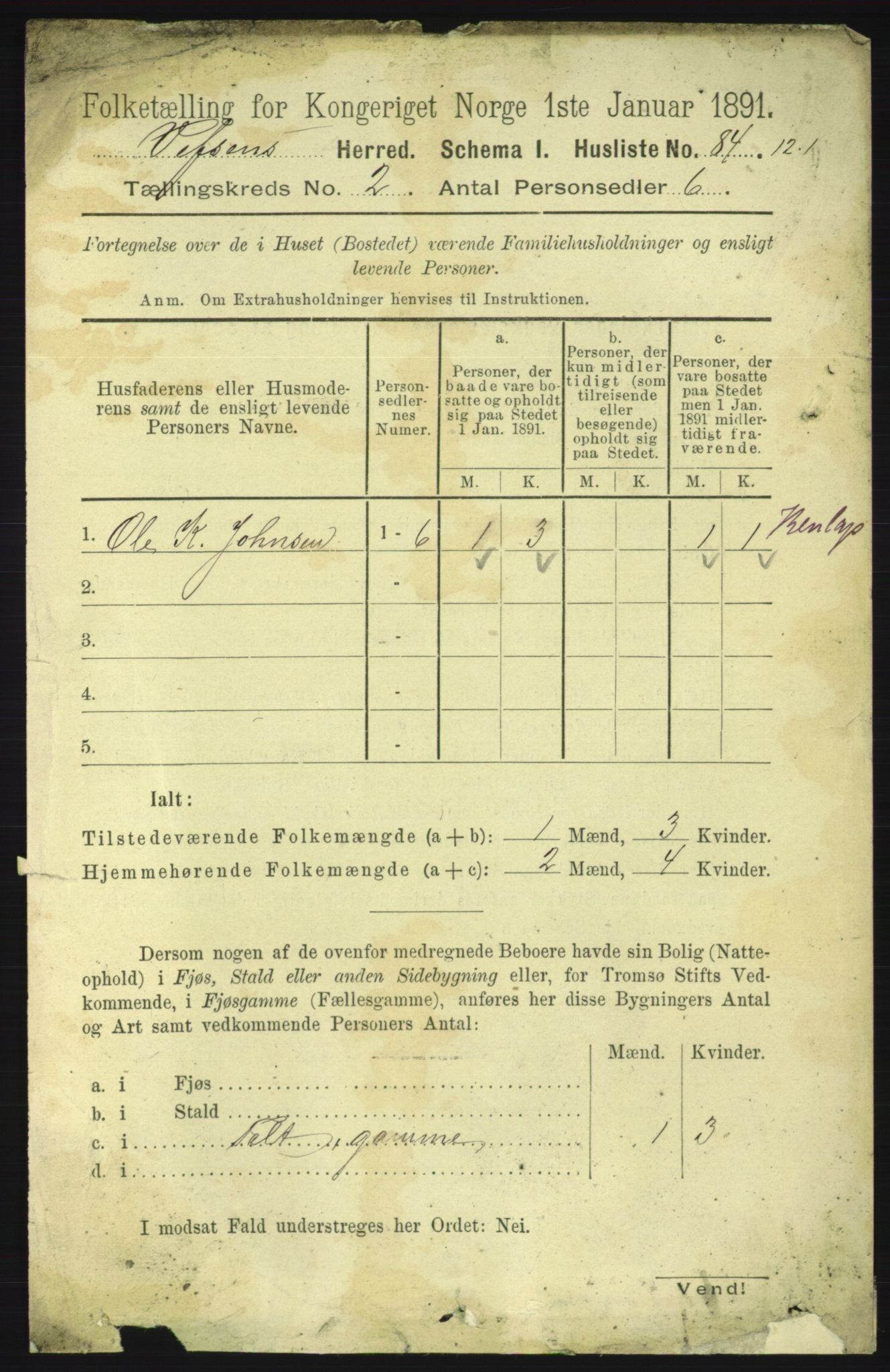 RA, 1891 census for 1824 Vefsn, 1891, p. 620