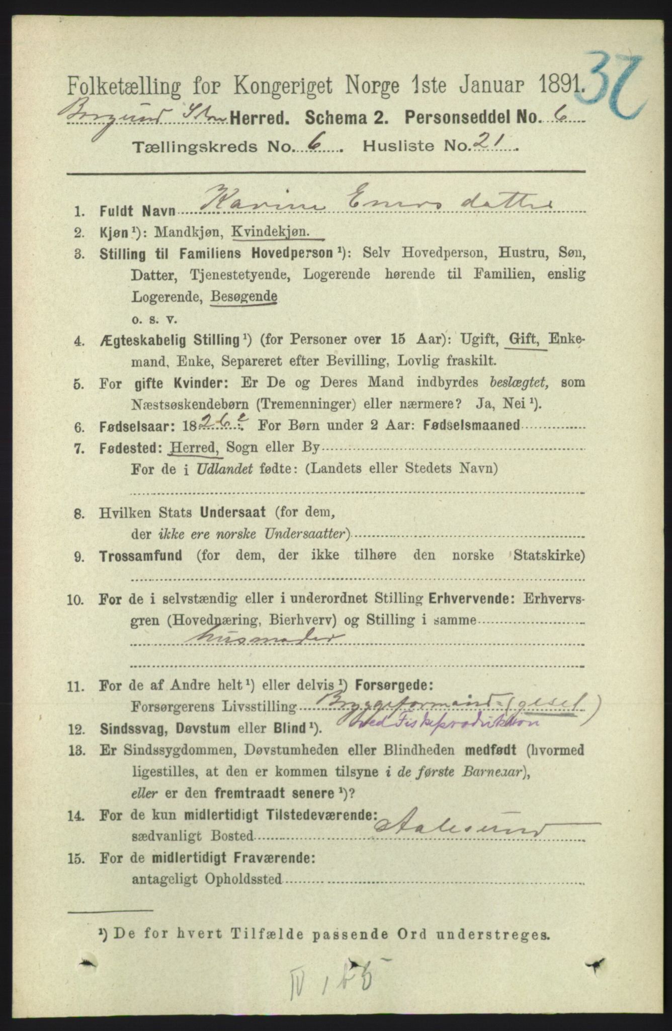 RA, 1891 census for 1531 Borgund, 1891, p. 1700