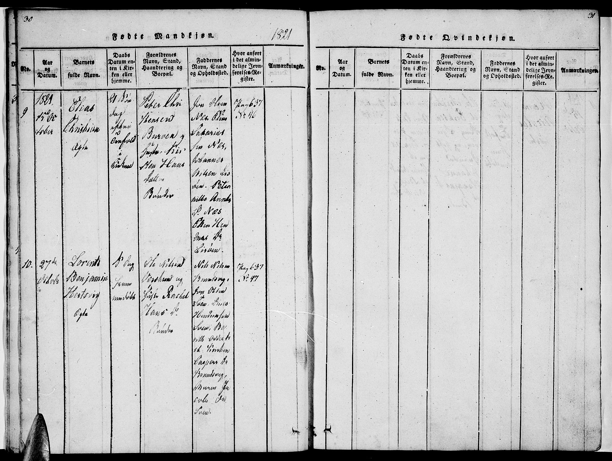 Ministerialprotokoller, klokkerbøker og fødselsregistre - Nordland, AV/SAT-A-1459/816/L0239: Parish register (official) no. 816A05, 1820-1845, p. 30-31