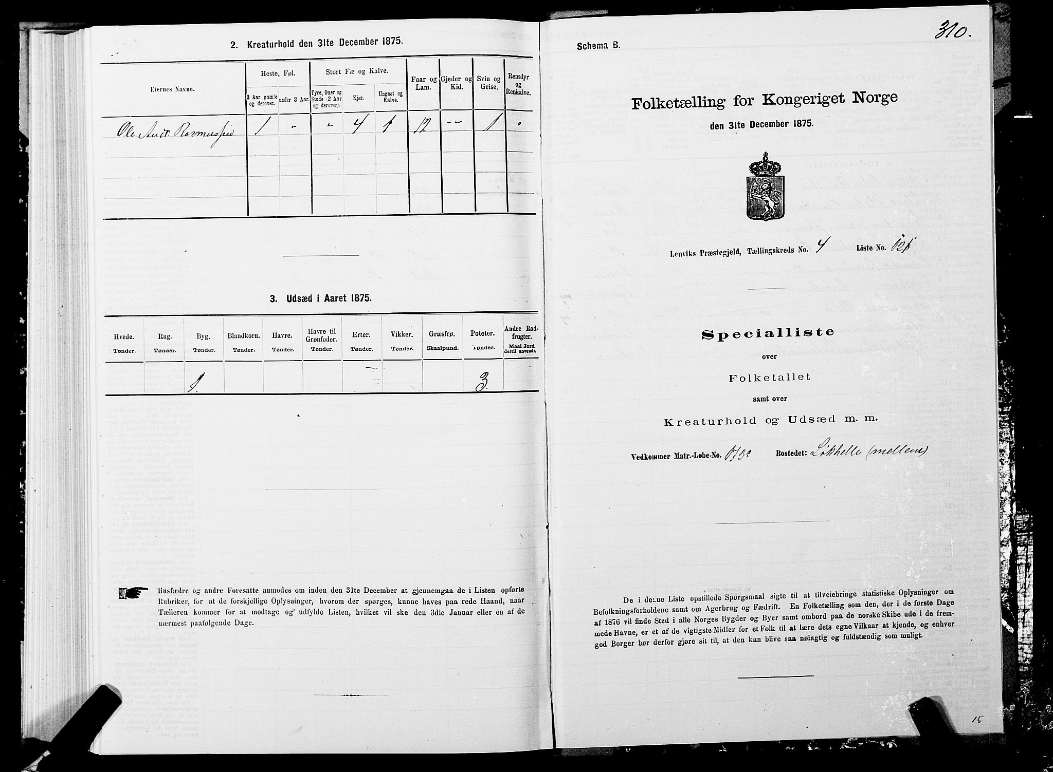 SATØ, 1875 census for 1931P Lenvik, 1875, p. 2310