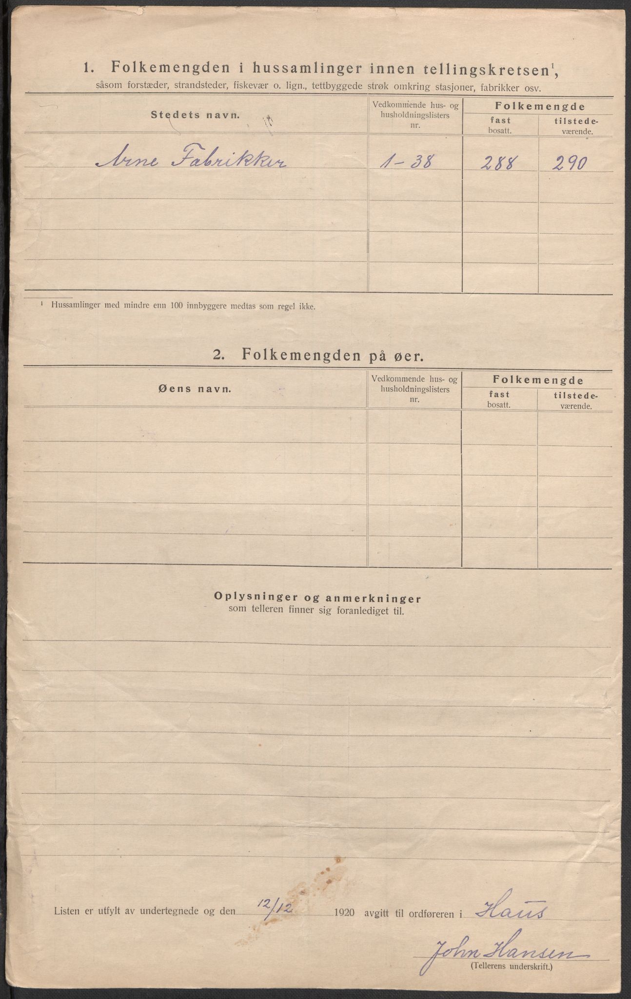 SAB, 1920 census for Haus, 1920, p. 62