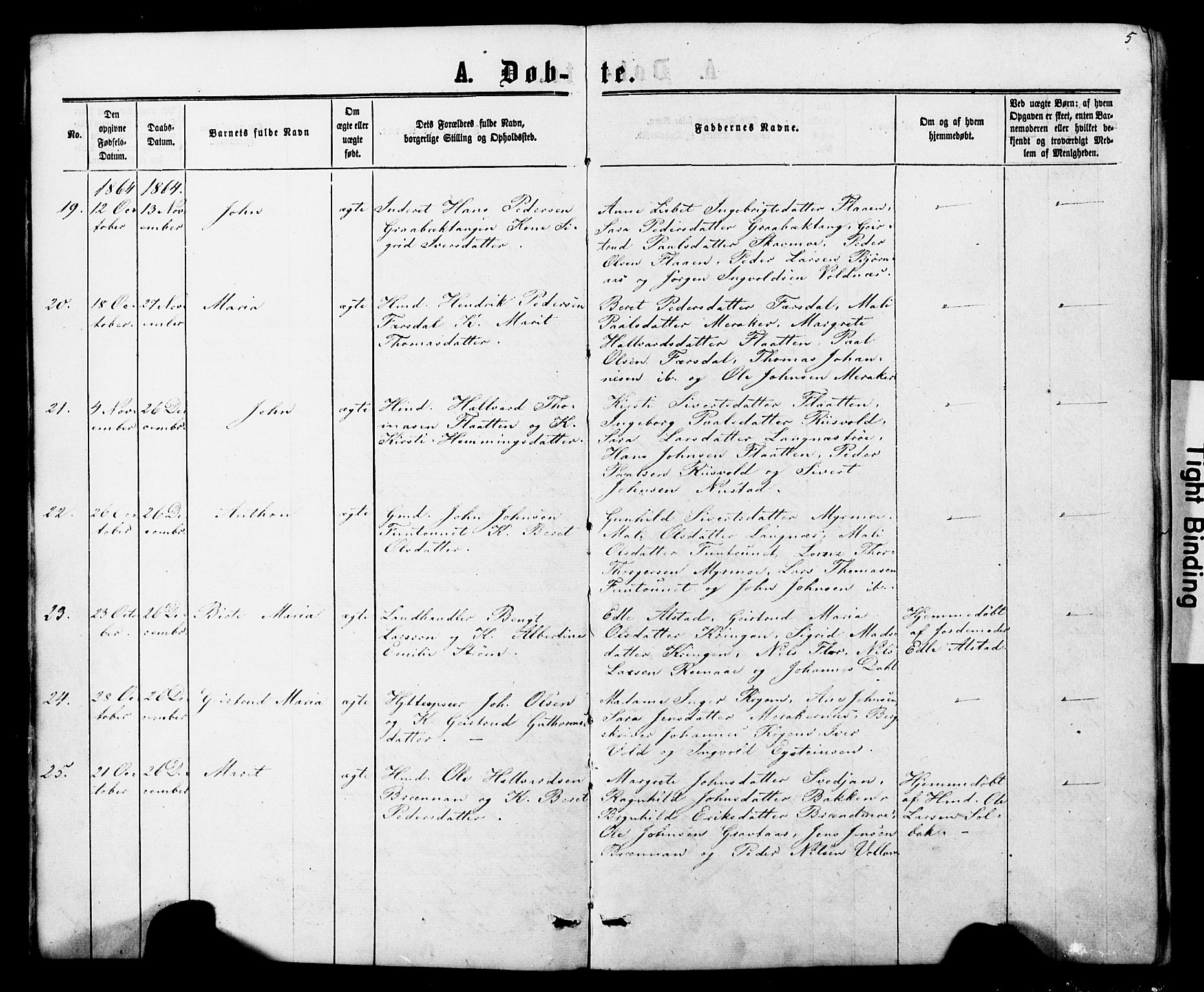 Ministerialprotokoller, klokkerbøker og fødselsregistre - Nord-Trøndelag, SAT/A-1458/706/L0049: Parish register (copy) no. 706C01, 1864-1895, p. 5