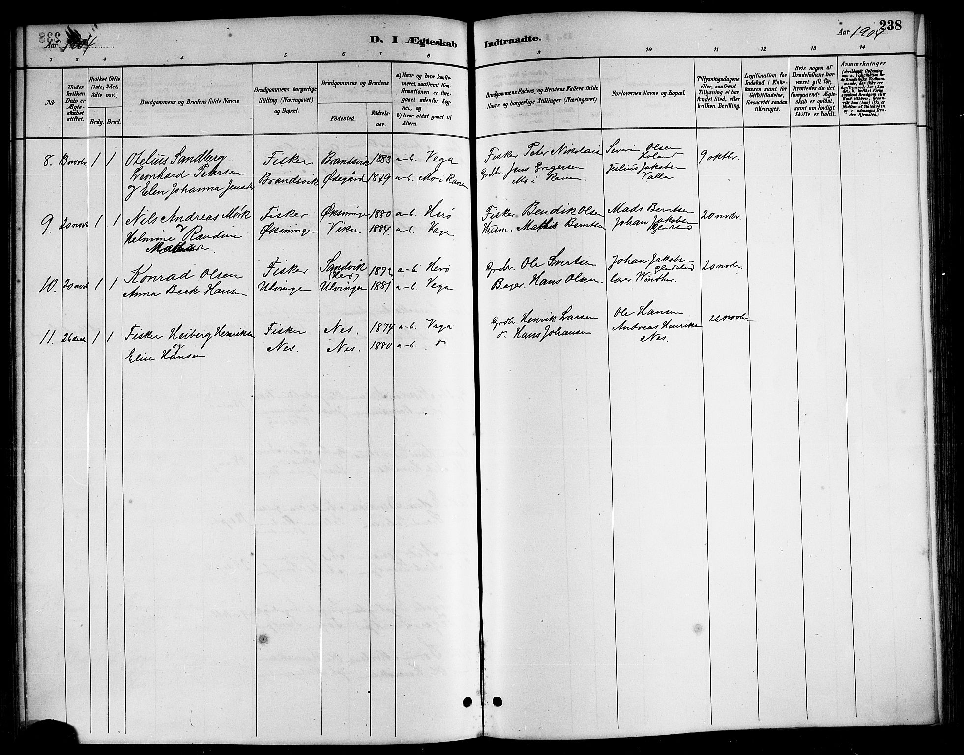 Ministerialprotokoller, klokkerbøker og fødselsregistre - Nordland, AV/SAT-A-1459/816/L0253: Parish register (copy) no. 816C03, 1886-1905, p. 238