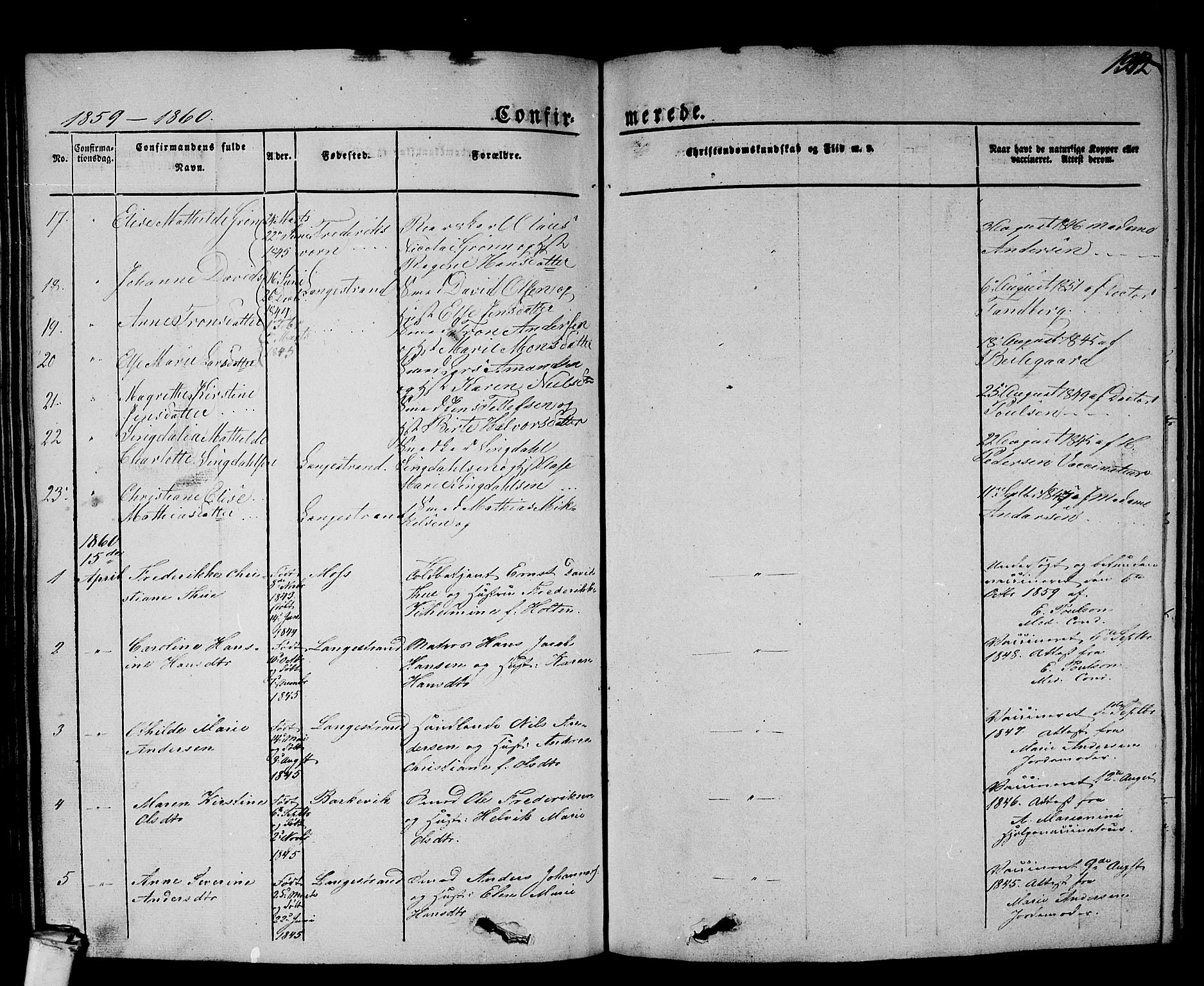 Larvik kirkebøker, AV/SAKO-A-352/G/Gb/L0002: Parish register (copy) no. II 2, 1843-1866, p. 192