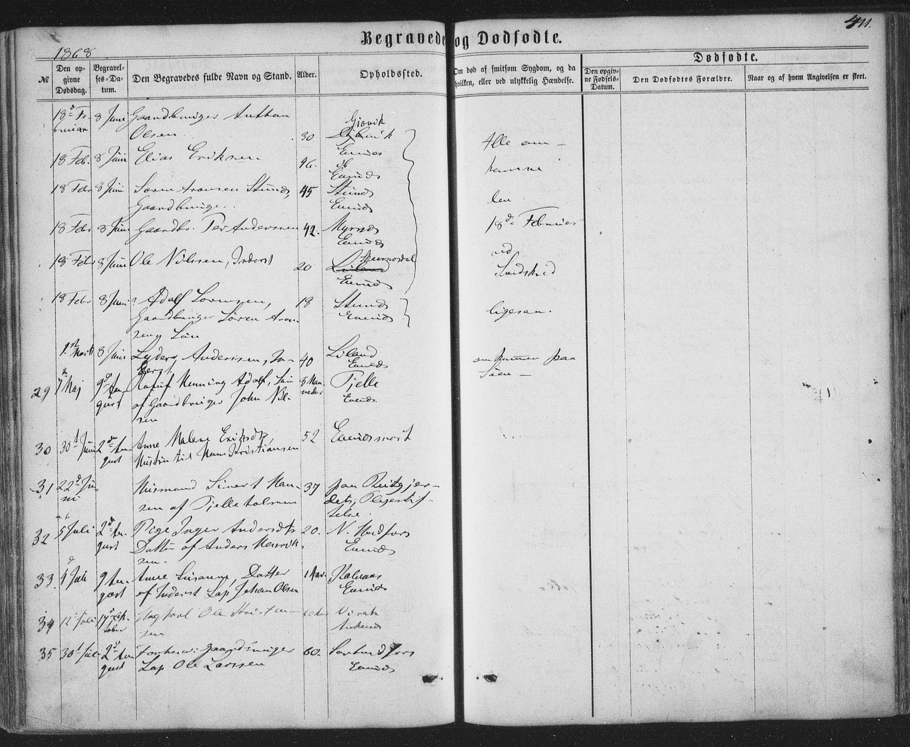 Ministerialprotokoller, klokkerbøker og fødselsregistre - Nordland, AV/SAT-A-1459/863/L0896: Parish register (official) no. 863A08, 1861-1871, p. 411