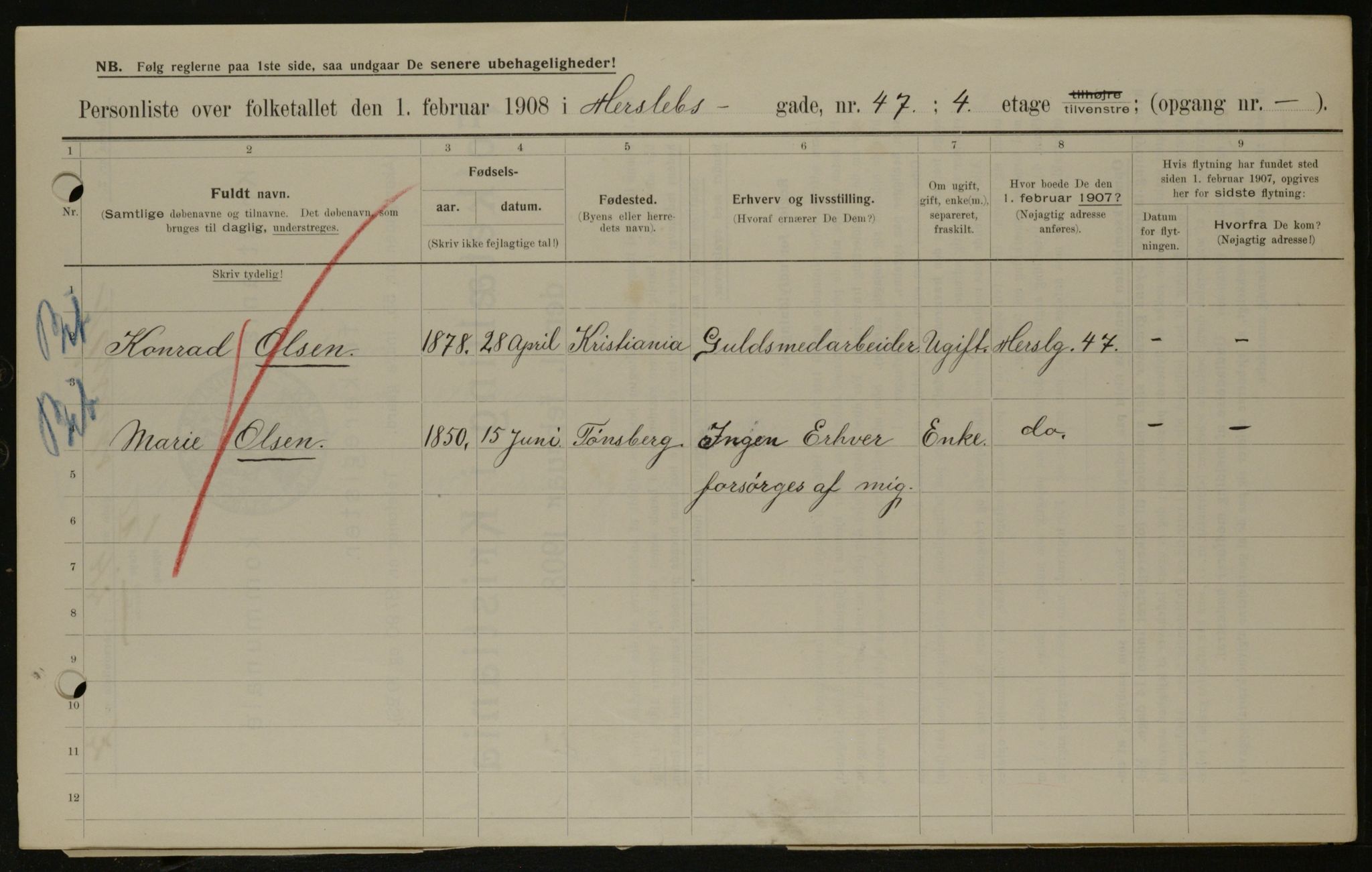 OBA, Municipal Census 1908 for Kristiania, 1908, p. 35834