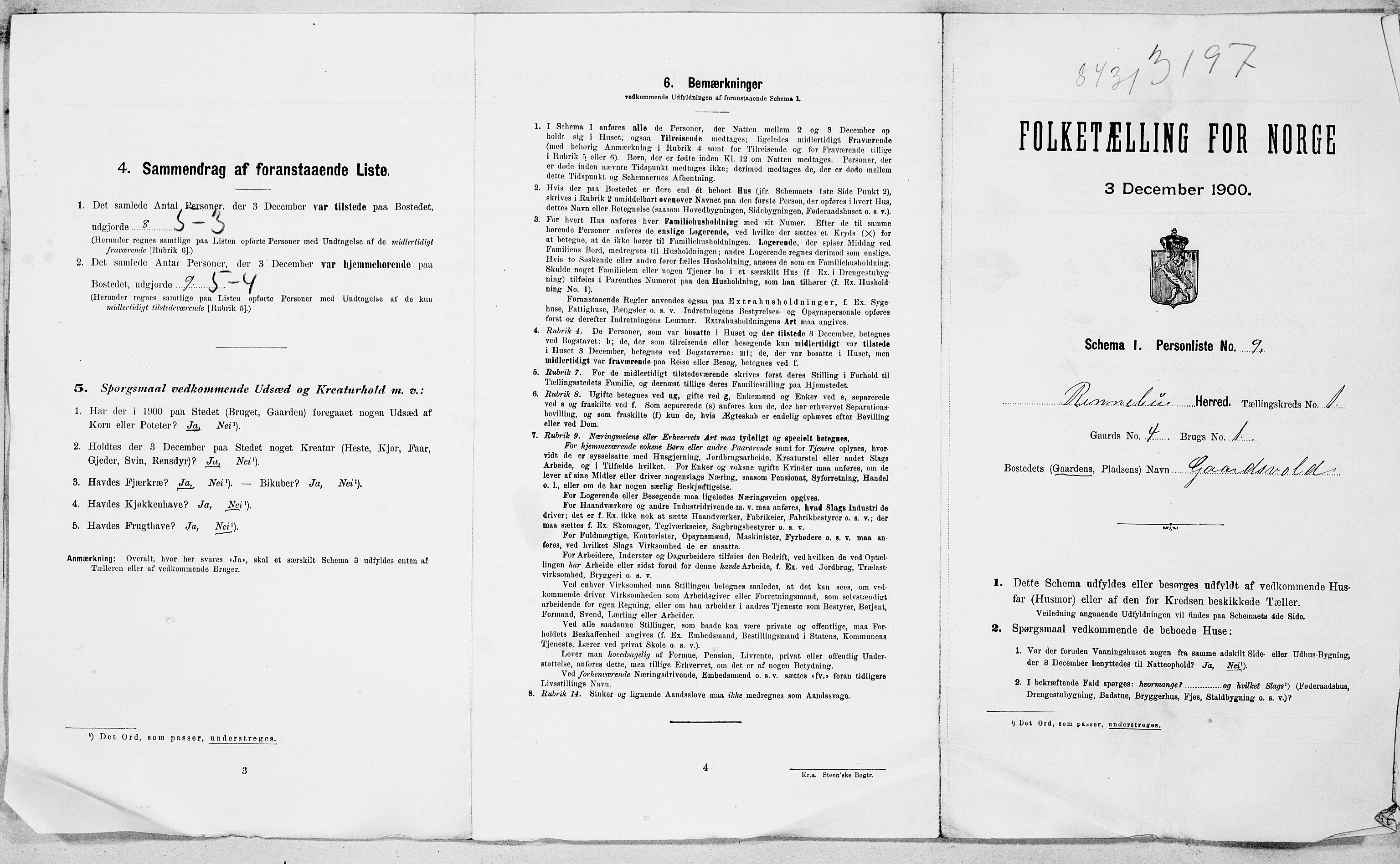 SAT, 1900 census for Rennebu, 1900, p. 14