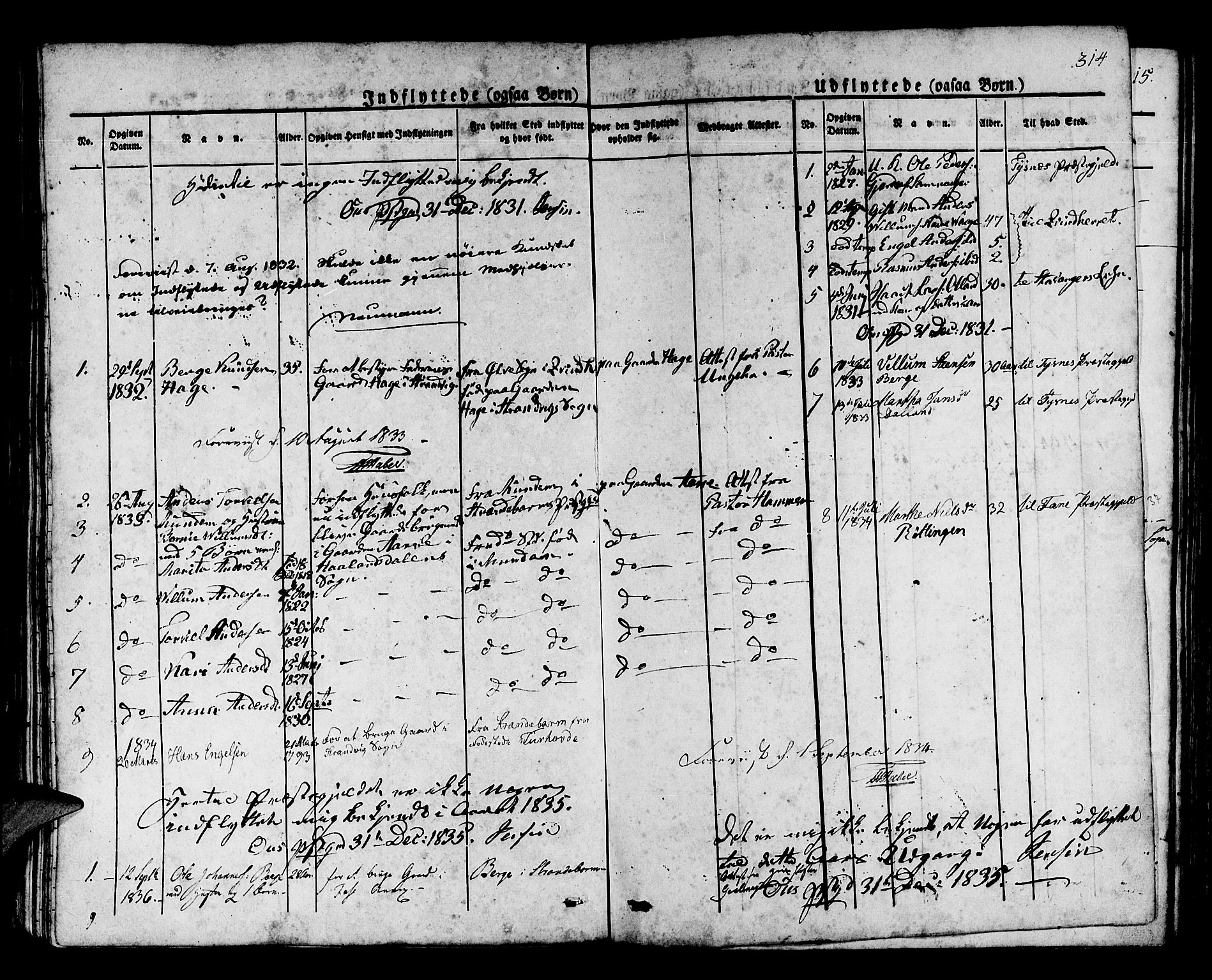 Os sokneprestembete, SAB/A-99929: Parish register (official) no. A 14, 1826-1839, p. 314