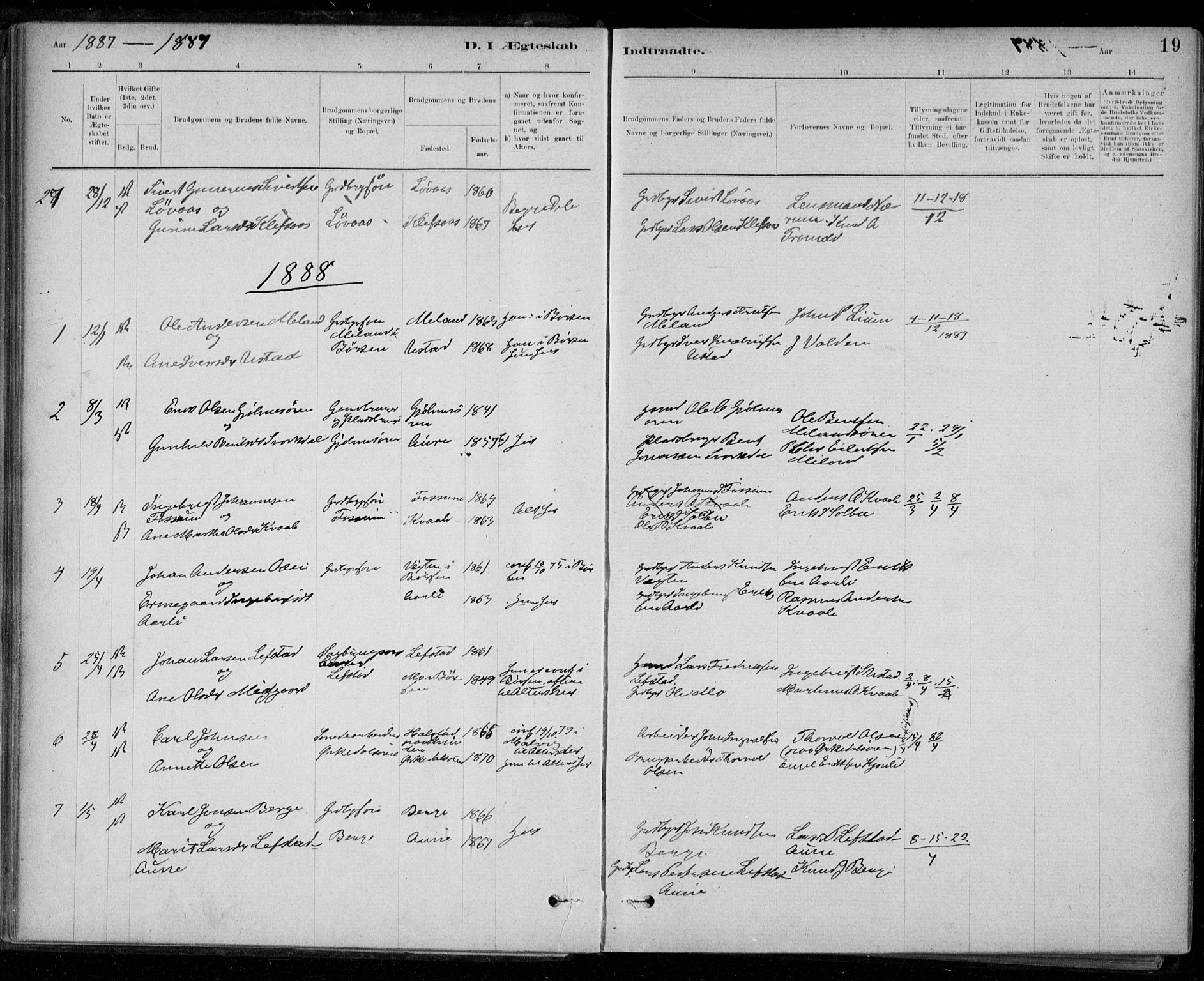 Ministerialprotokoller, klokkerbøker og fødselsregistre - Sør-Trøndelag, SAT/A-1456/668/L0810: Parish register (official) no. 668A10, 1881-1894, p. 19