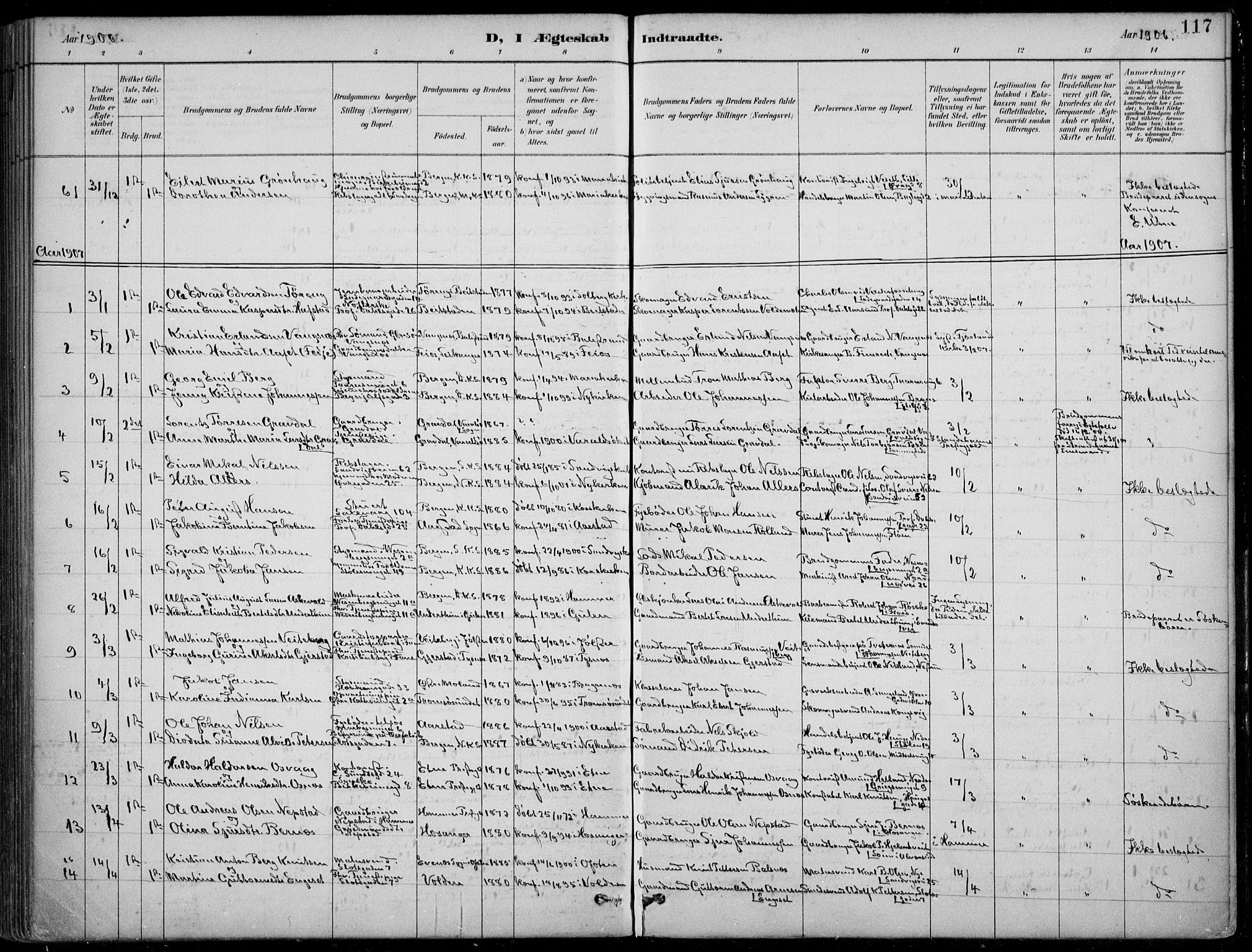 Mariakirken Sokneprestembete, SAB/A-76901/H/Hab/L0008: Parish register (copy) no. A 8, 1889-1908, p. 117