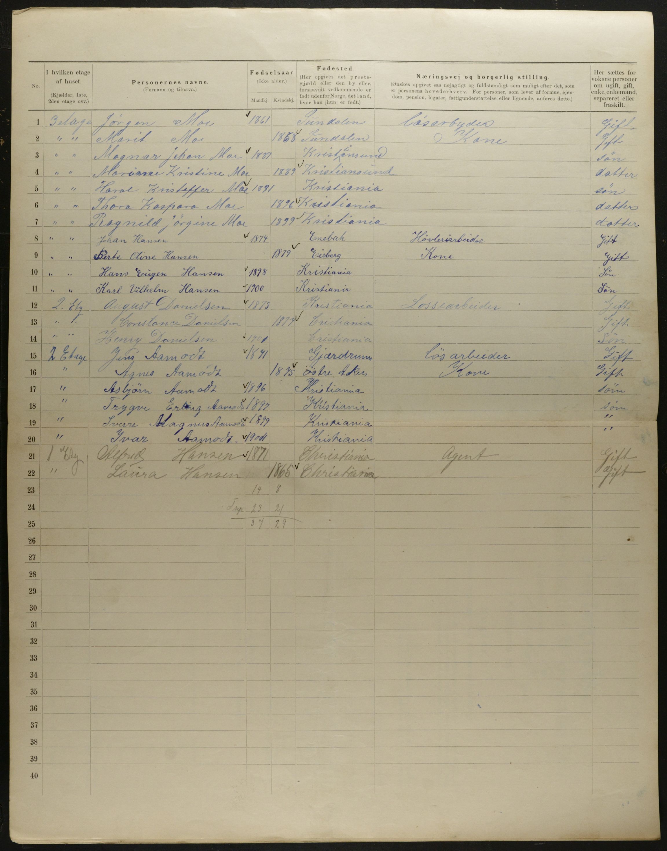 OBA, Municipal Census 1901 for Kristiania, 1901, p. 8089