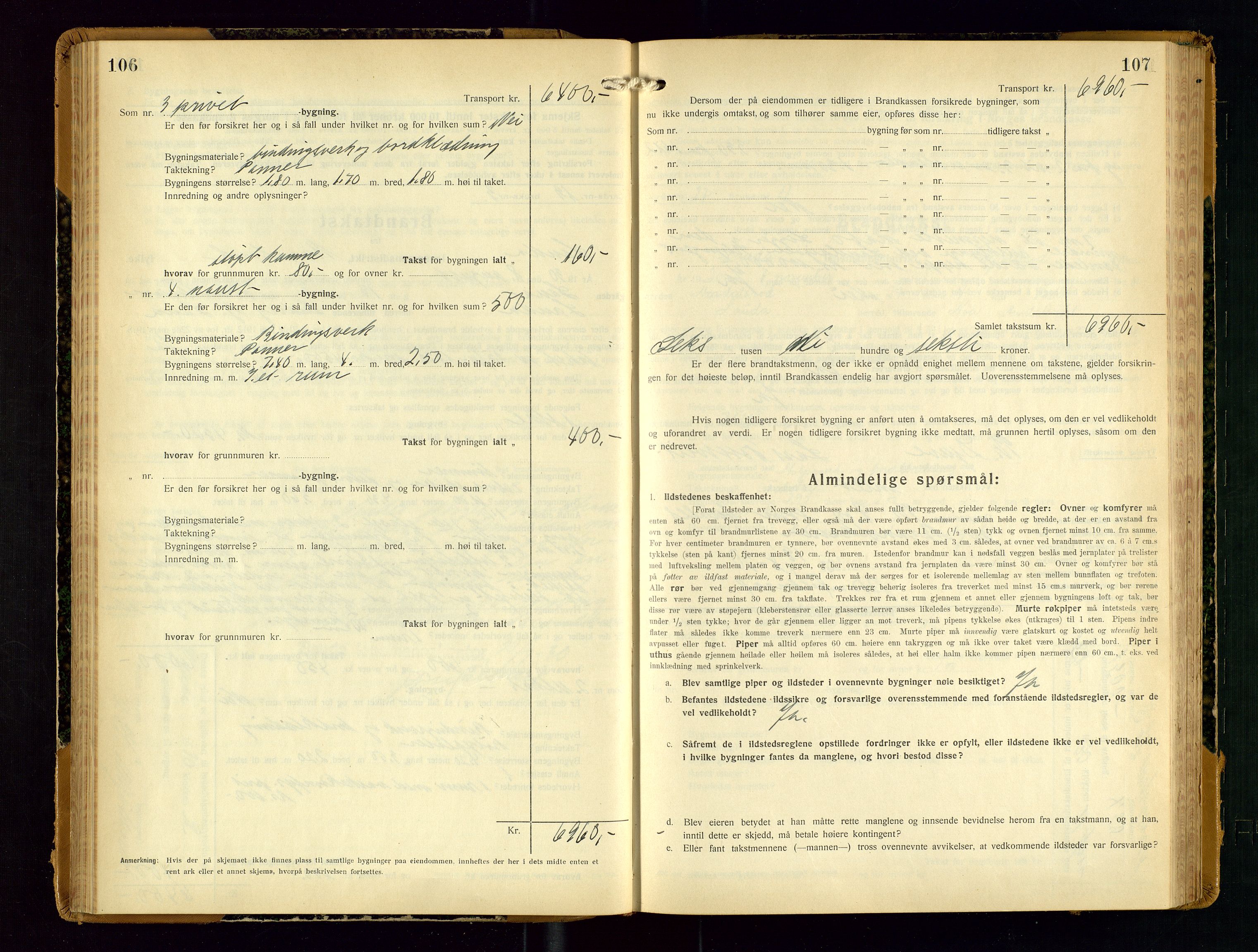 Sauda lensmannskontor, AV/SAST-A-100177/Gob/L0003: Branntakstprotokoll - skjematakst, 1928-1936, p. 106-107