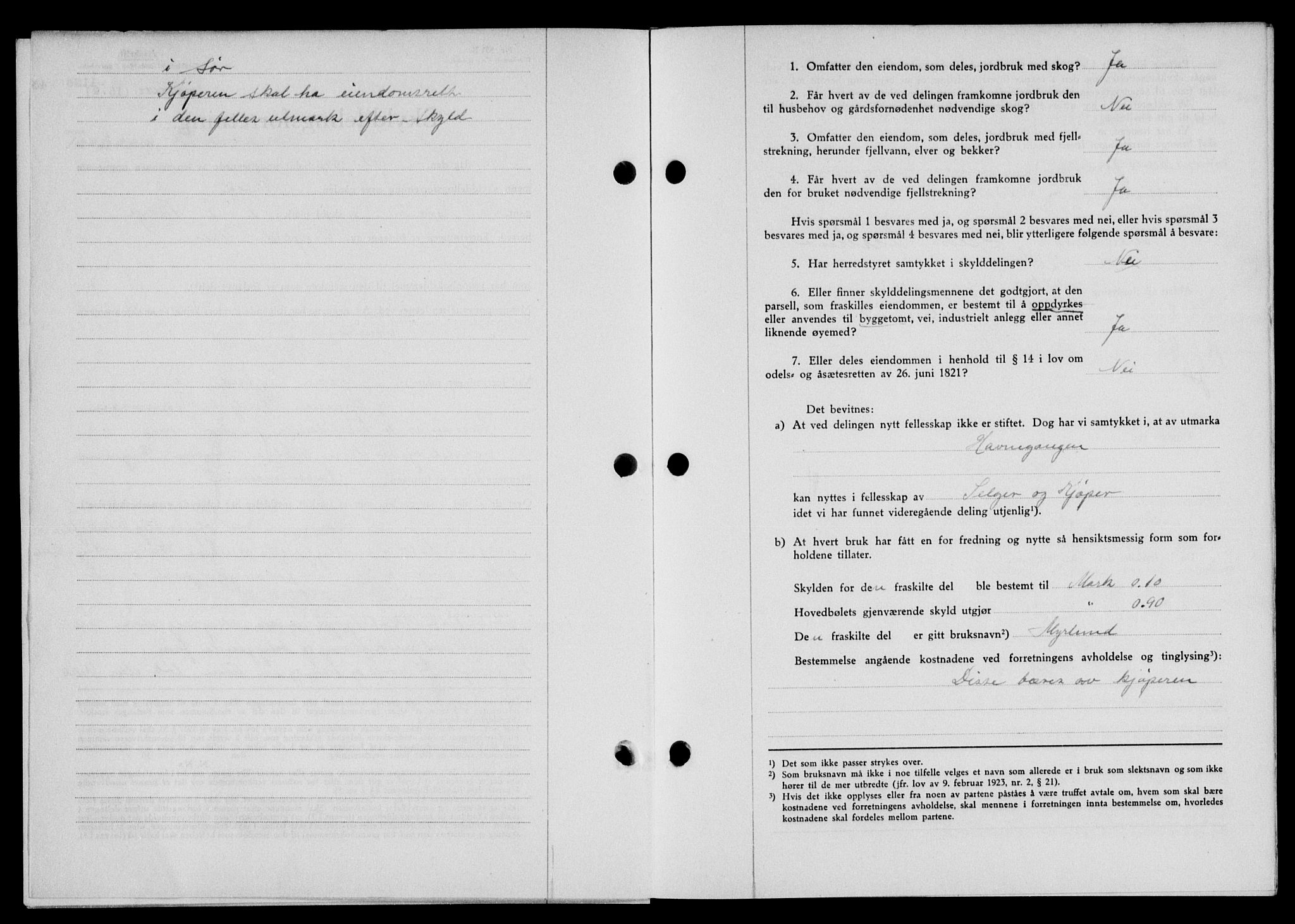 Lofoten sorenskriveri, SAT/A-0017/1/2/2C/L0011a: Mortgage book no. 11a, 1943-1943, Diary no: : 1126/1943