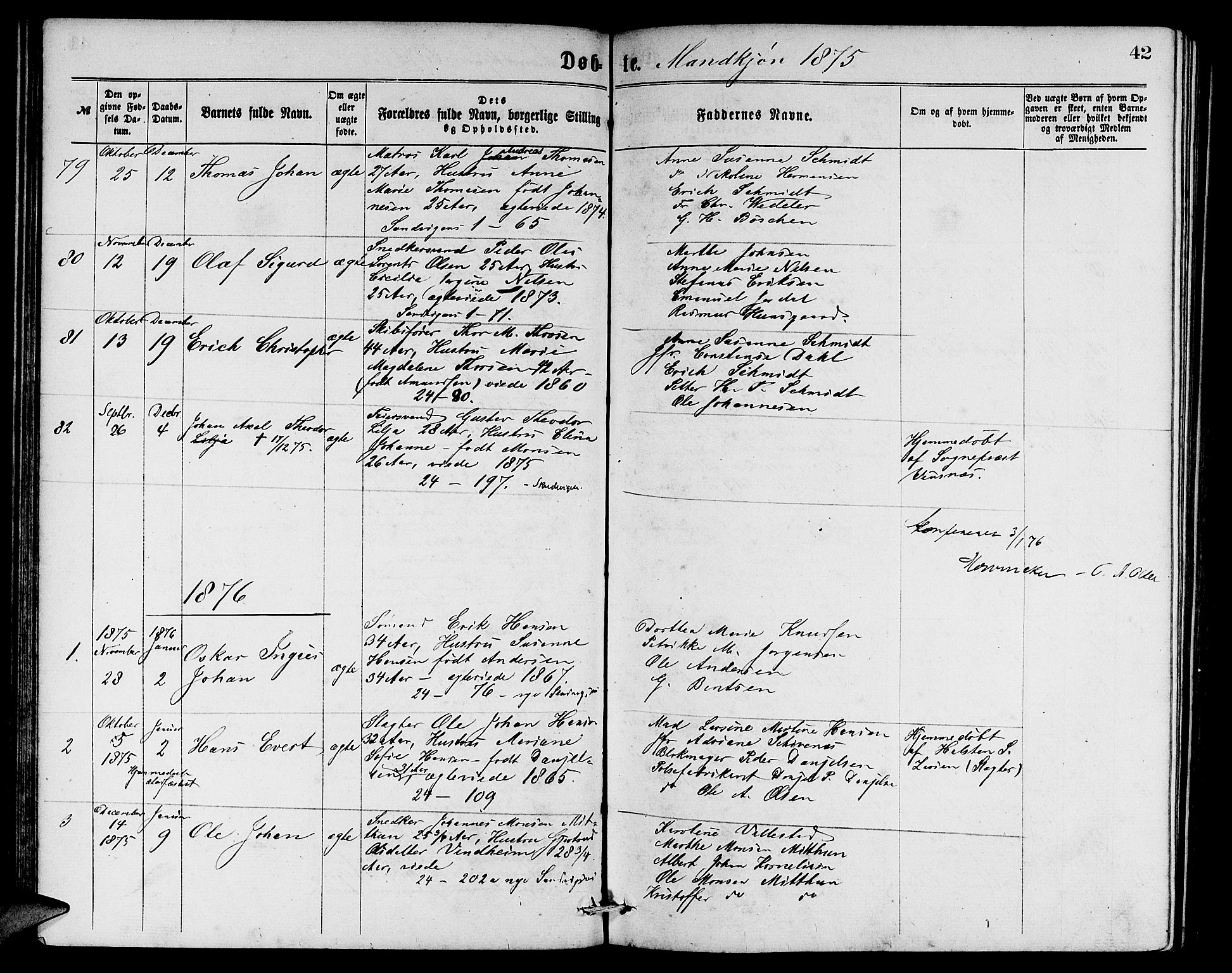 Sandviken Sokneprestembete, SAB/A-77601/H/Hb: Parish register (copy) no. A 1, 1867-1879, p. 42