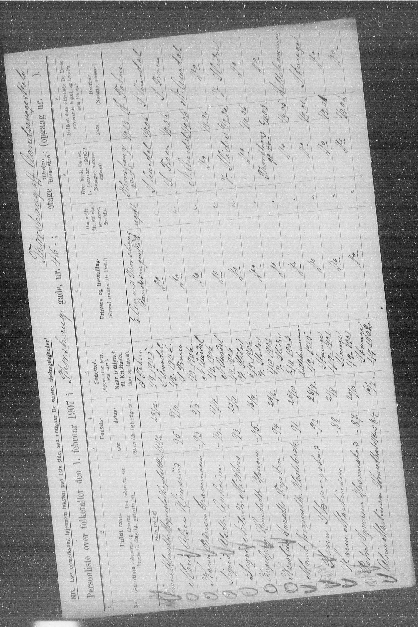 OBA, Municipal Census 1907 for Kristiania, 1907, p. 58459