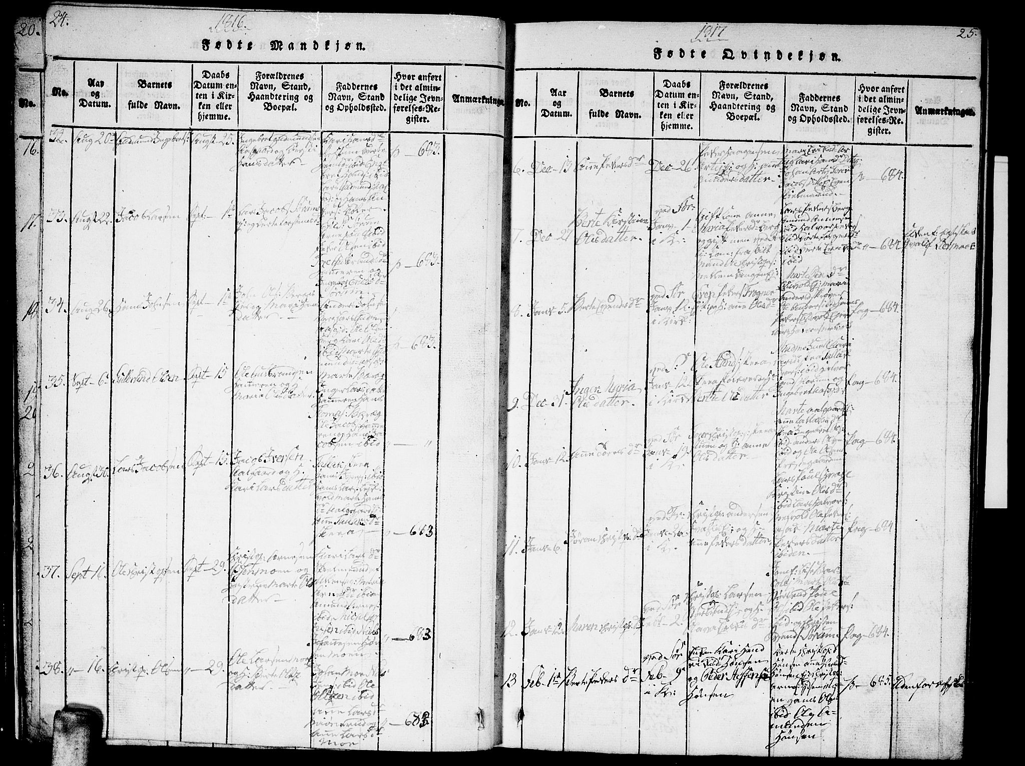 Sørum prestekontor Kirkebøker, AV/SAO-A-10303/G/Ga/L0001: Parish register (copy) no. I 1, 1814-1829, p. 24-25