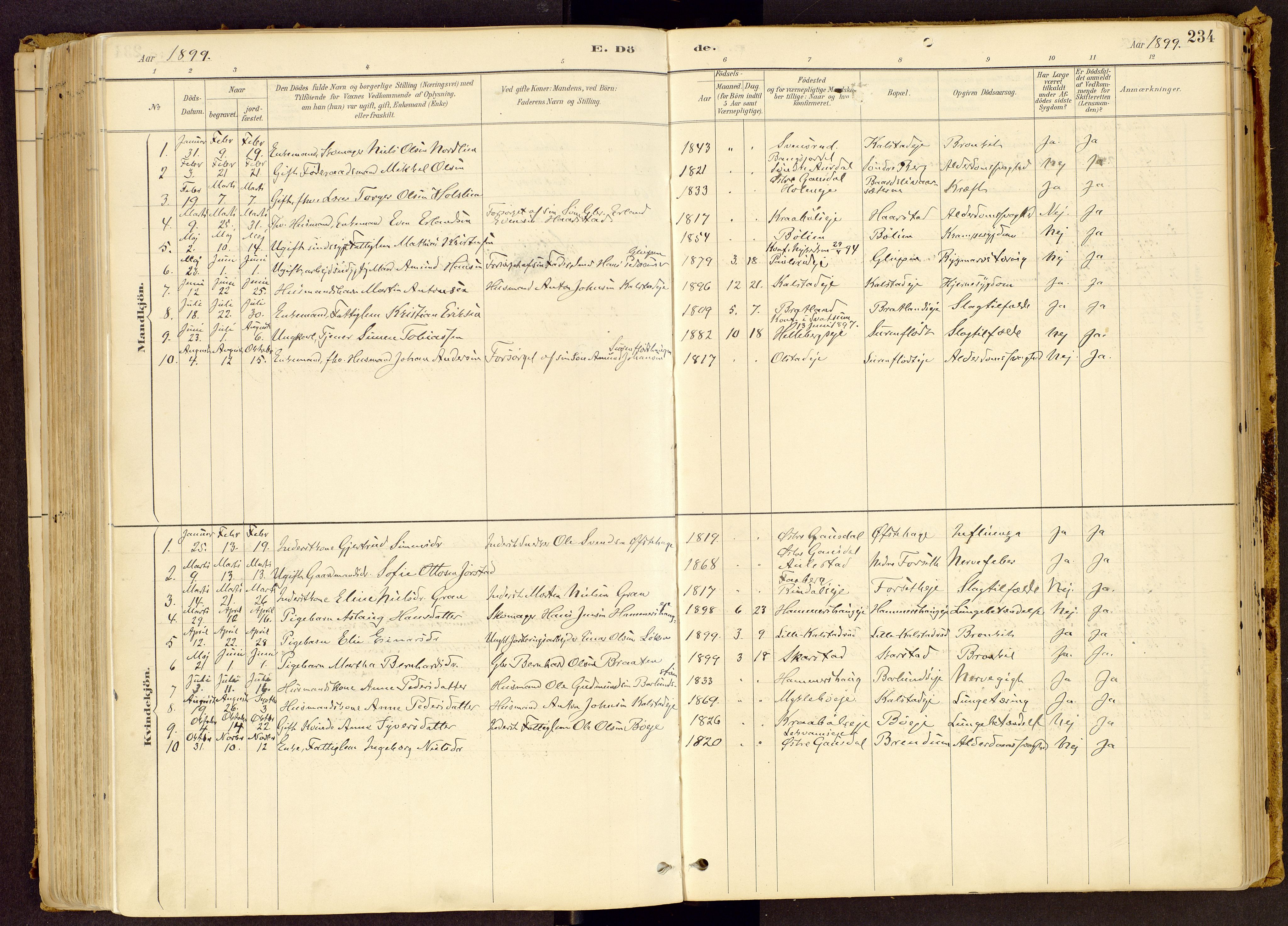 Vestre Gausdal prestekontor, SAH/PREST-094/H/Ha/Haa/L0001: Parish register (official) no. 1, 1887-1914, p. 234