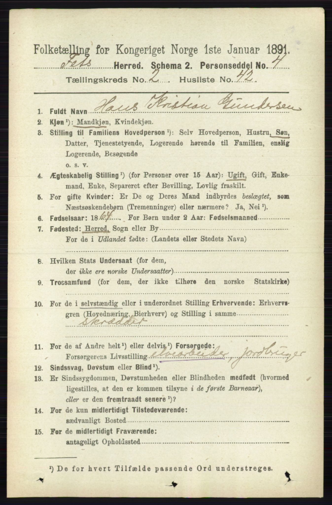 RA, 1891 census for 0227 Fet, 1891, p. 785