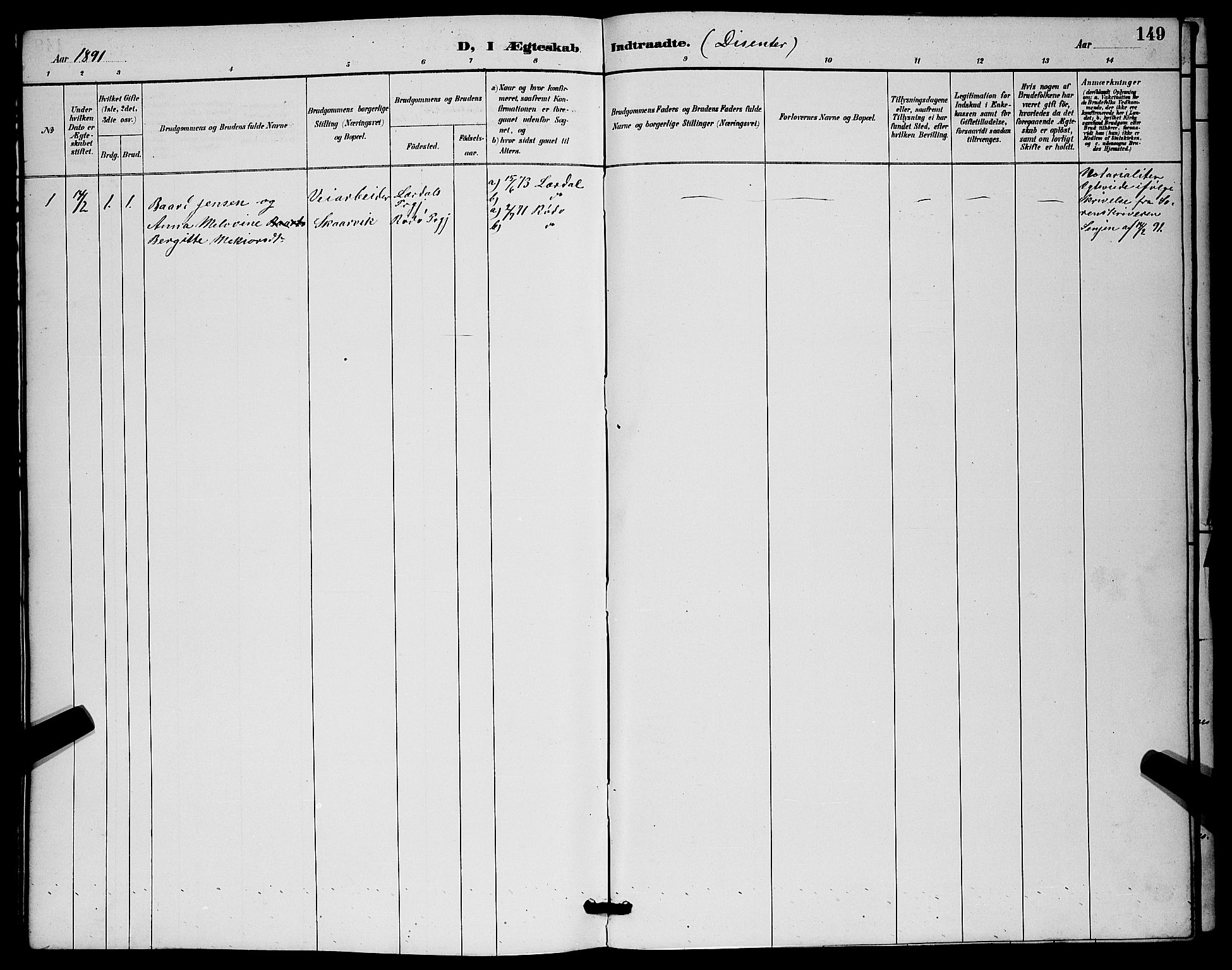 Ibestad sokneprestembete, SATØ/S-0077/H/Ha/Hab/L0015klokker: Parish register (copy) no. 15, 1888-1899, p. 149