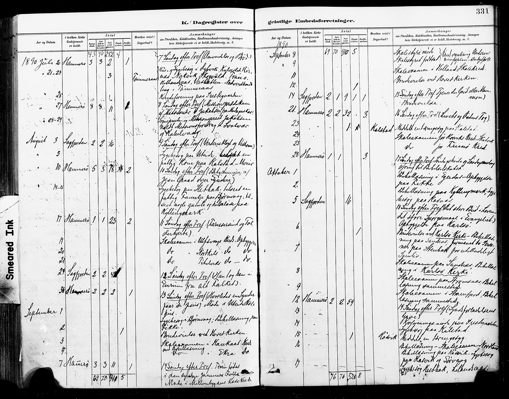 Ministerialprotokoller, klokkerbøker og fødselsregistre - Nordland, AV/SAT-A-1459/859/L0847: Parish register (official) no. 859A07, 1890-1899, p. 331