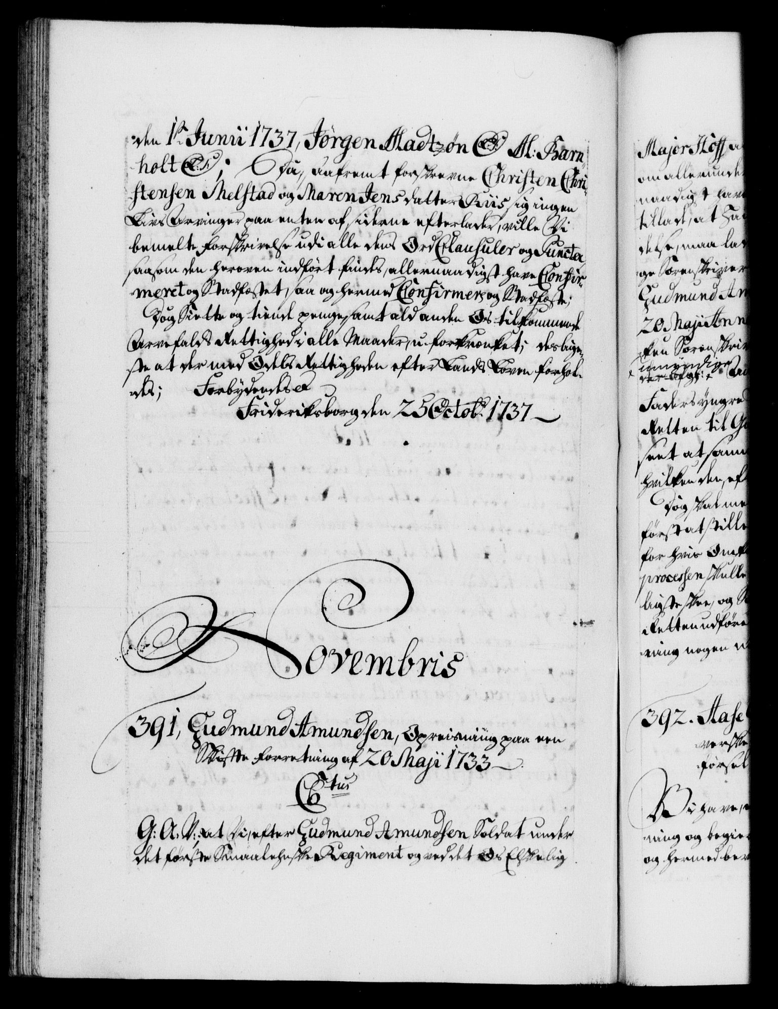 Danske Kanselli 1572-1799, RA/EA-3023/F/Fc/Fca/Fcaa/L0030: Norske registre, 1737-1738, p. 222b