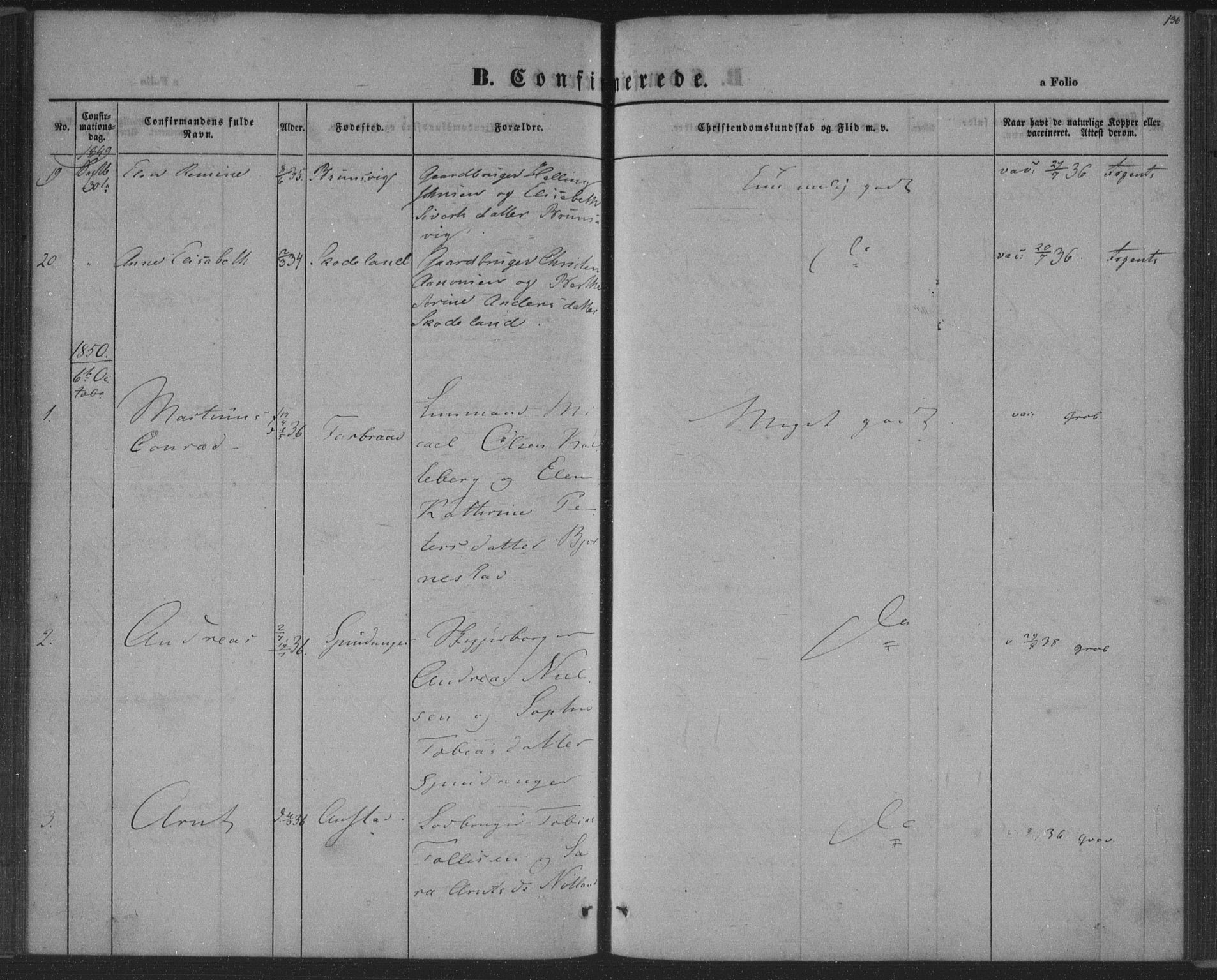 Herad sokneprestkontor, SAK/1111-0018/F/Fa/Fab/L0003: Parish register (official) no. A 3, 1844-1853, p. 136