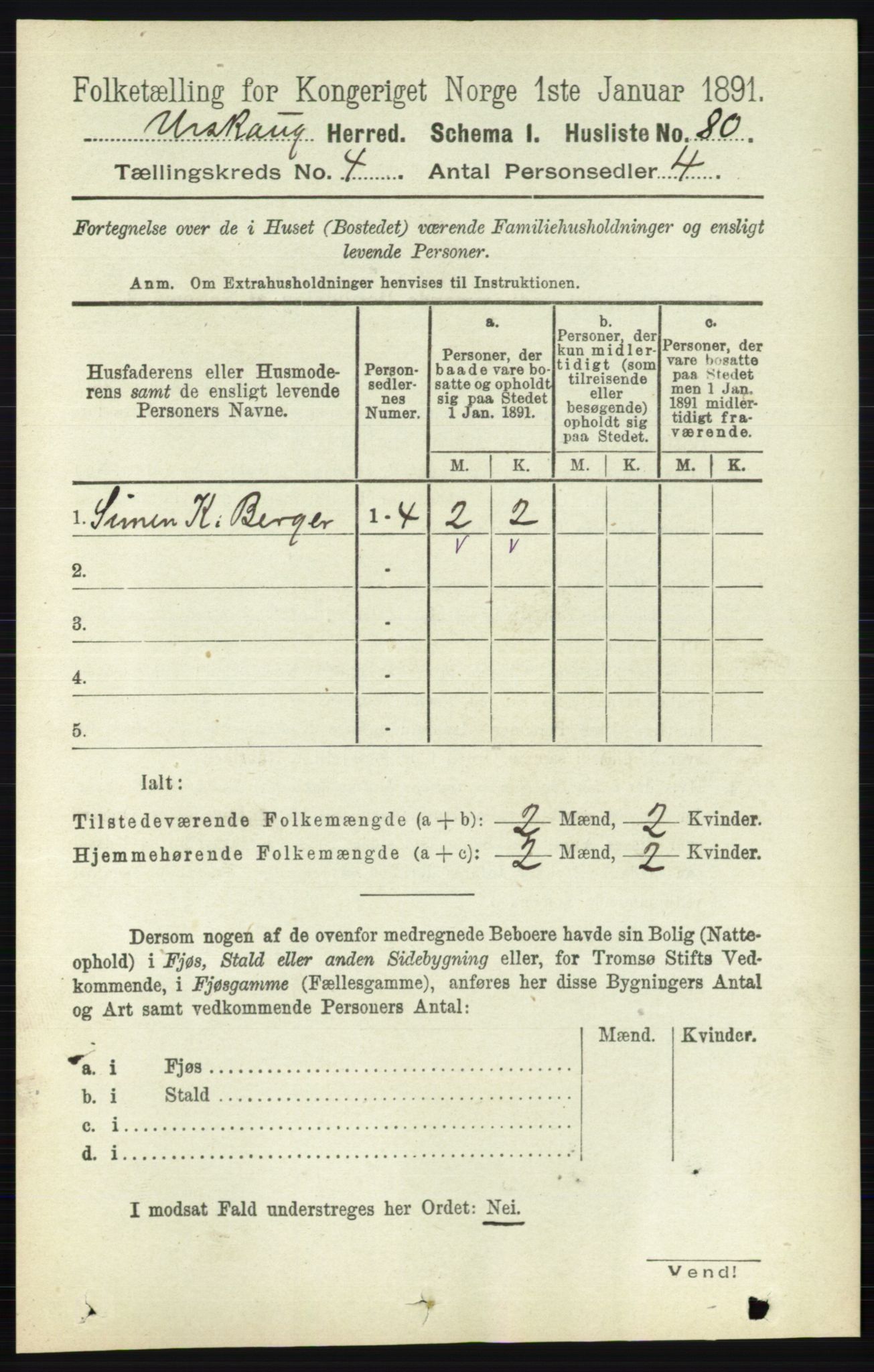 RA, 1891 census for 0224 Aurskog, 1891, p. 1477