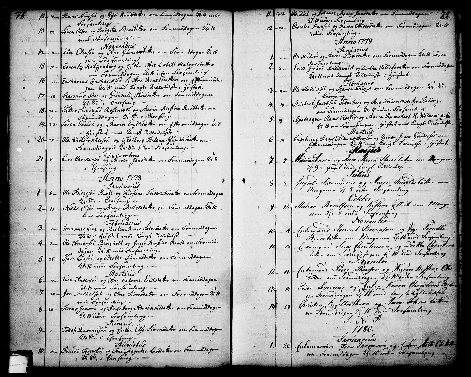 Skien kirkebøker, SAKO/A-302/F/Fa/L0003: Parish register (official) no. 3, 1755-1791, p. 74-75