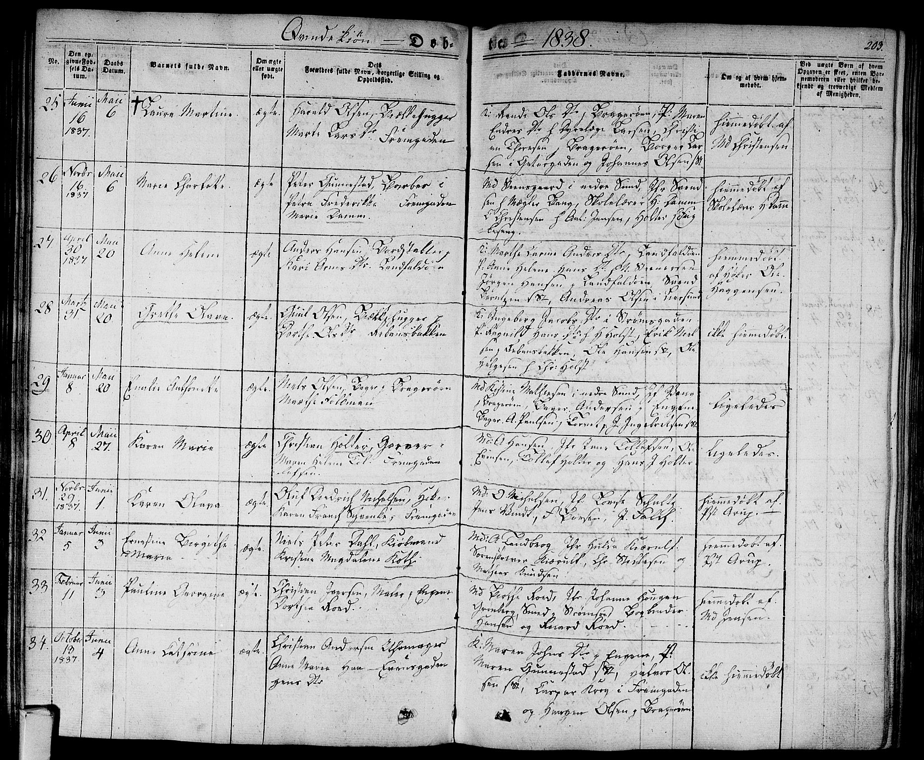 Bragernes kirkebøker, AV/SAKO-A-6/F/Fb/L0001: Parish register (official) no. II 1, 1830-1847, p. 203