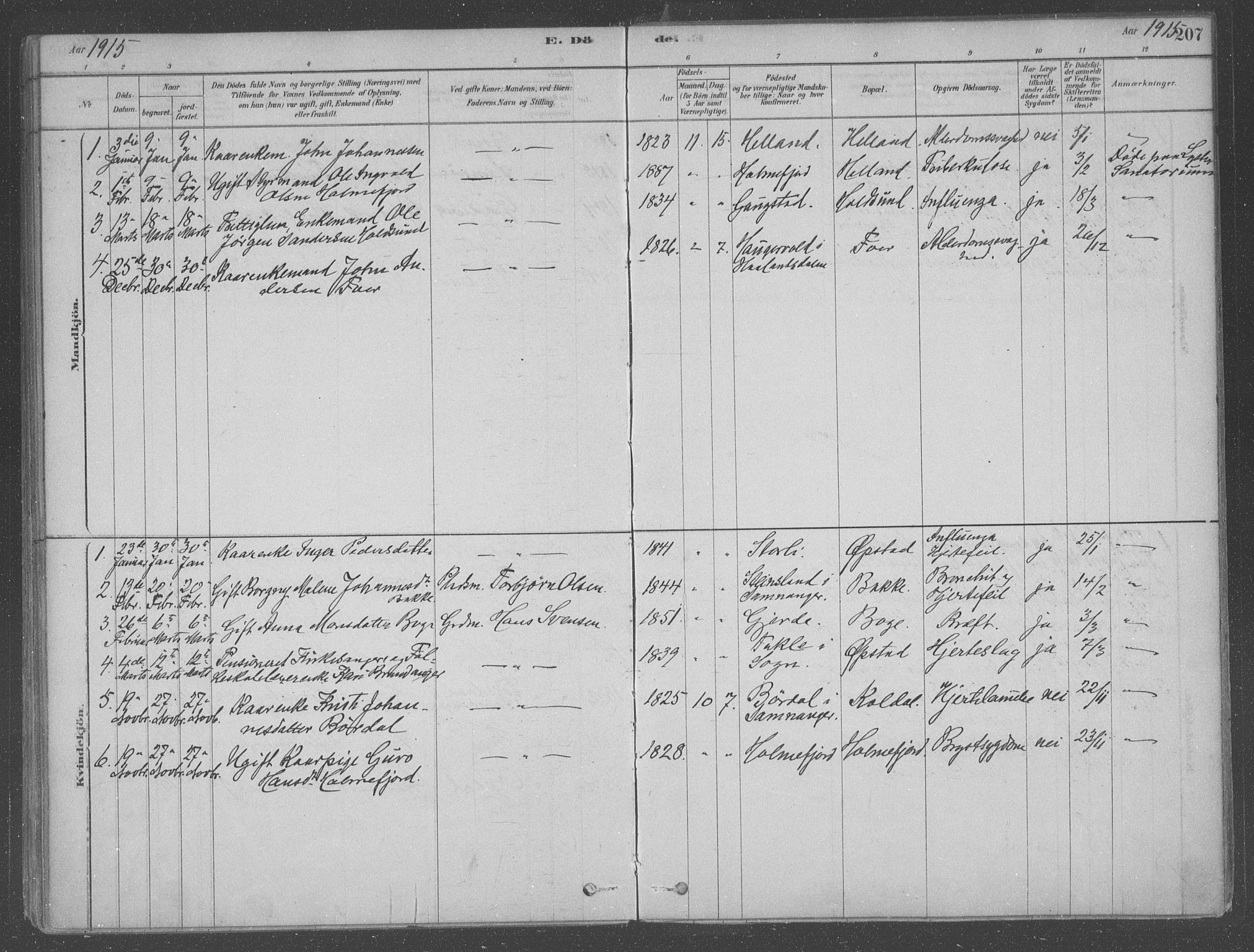 Fusa sokneprestembete, SAB/A-75401/H/Haa: Parish register (official) no. B 1, 1880-1938, p. 207