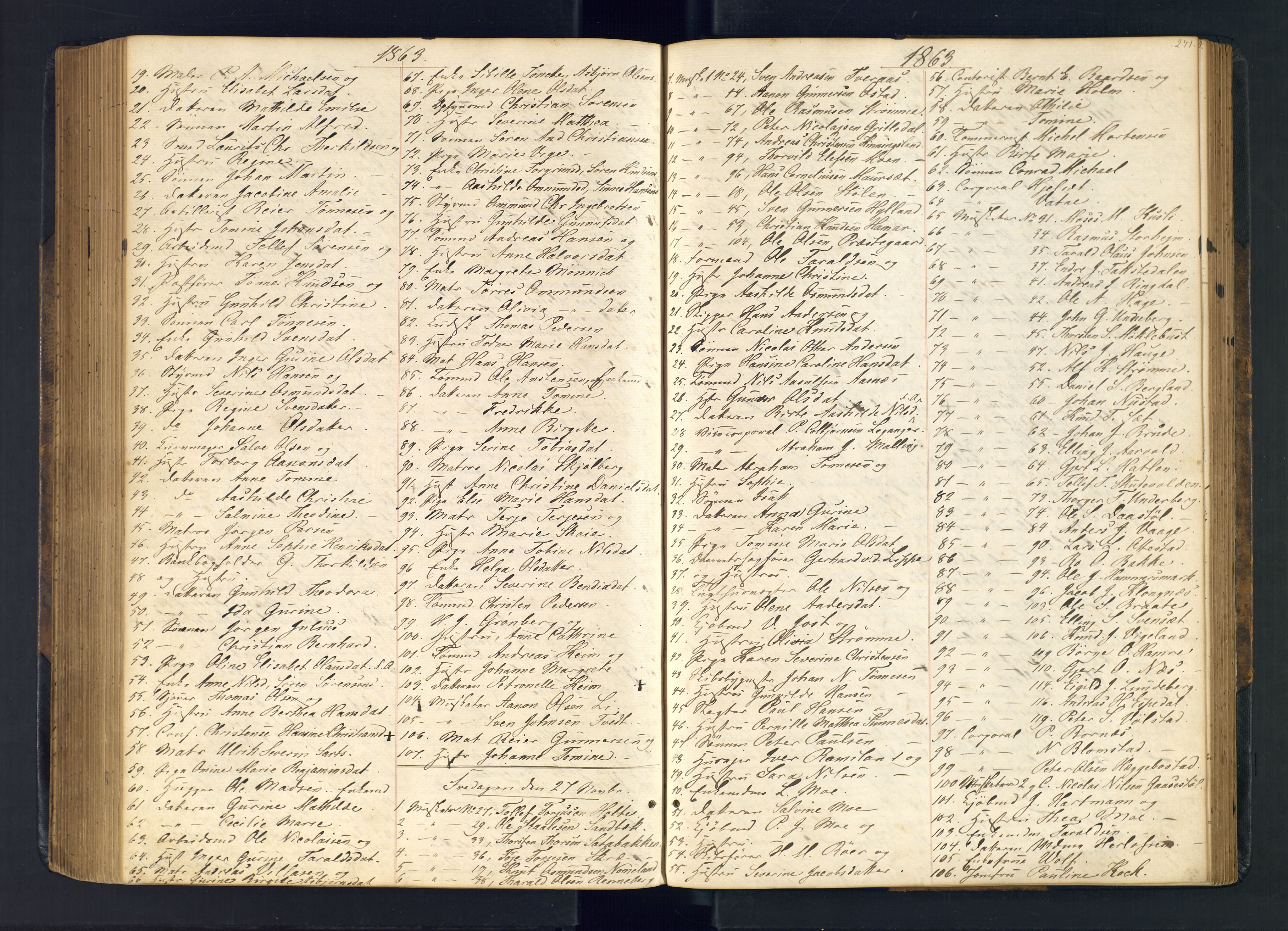 Kristiansand domprosti, AV/SAK-1112-0006/F/Fc/L0004: Communicants register no. C 3, 1853-1867, p. 241