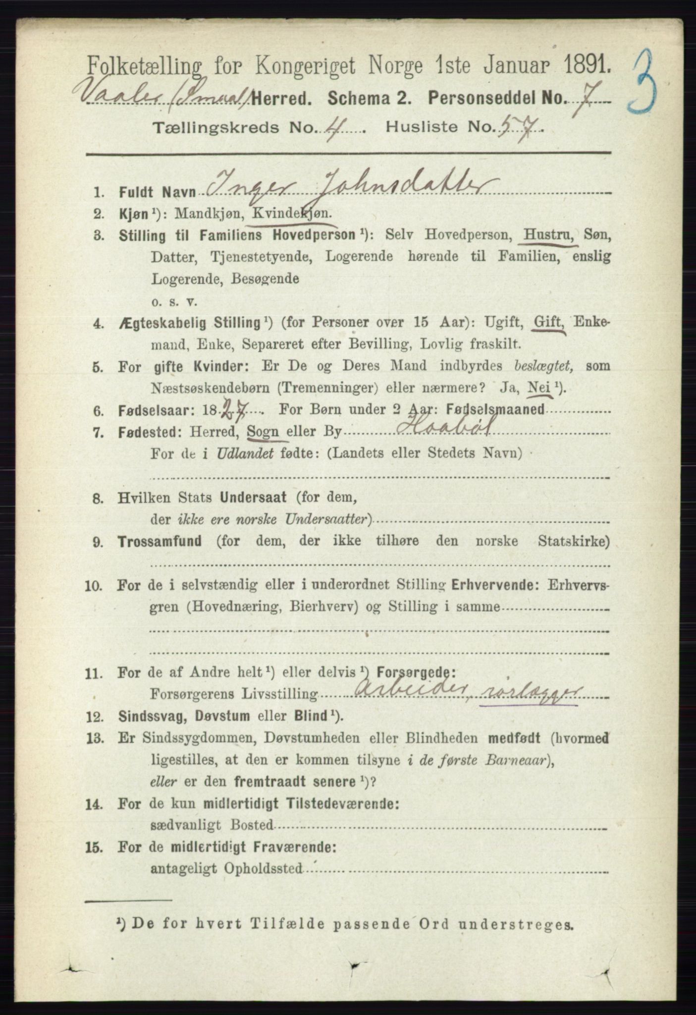 RA, 1891 census for 0137 Våler, 1891, p. 1919