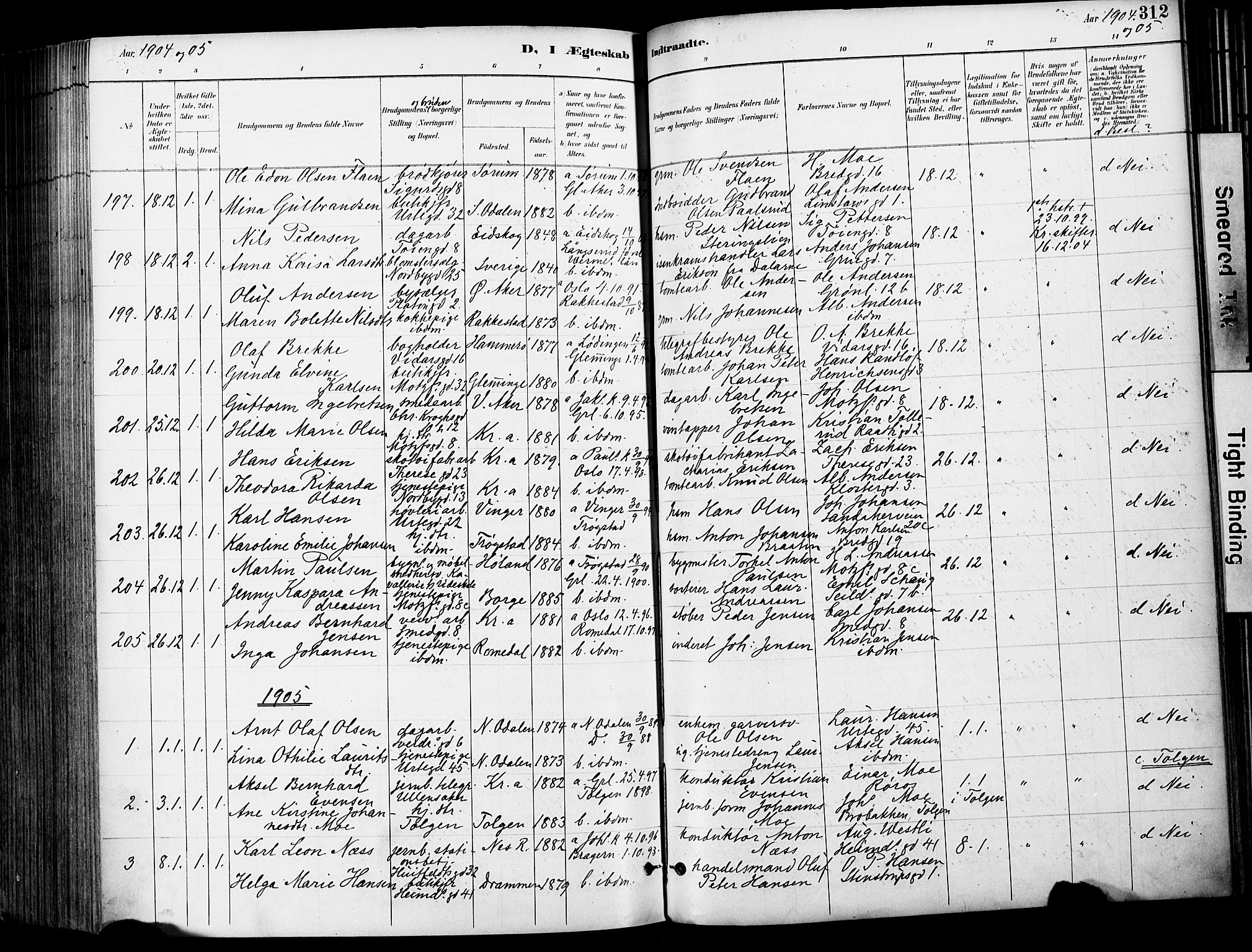 Grønland prestekontor Kirkebøker, SAO/A-10848/F/Fa/L0013: Parish register (official) no. 13, 1887-1906, p. 312