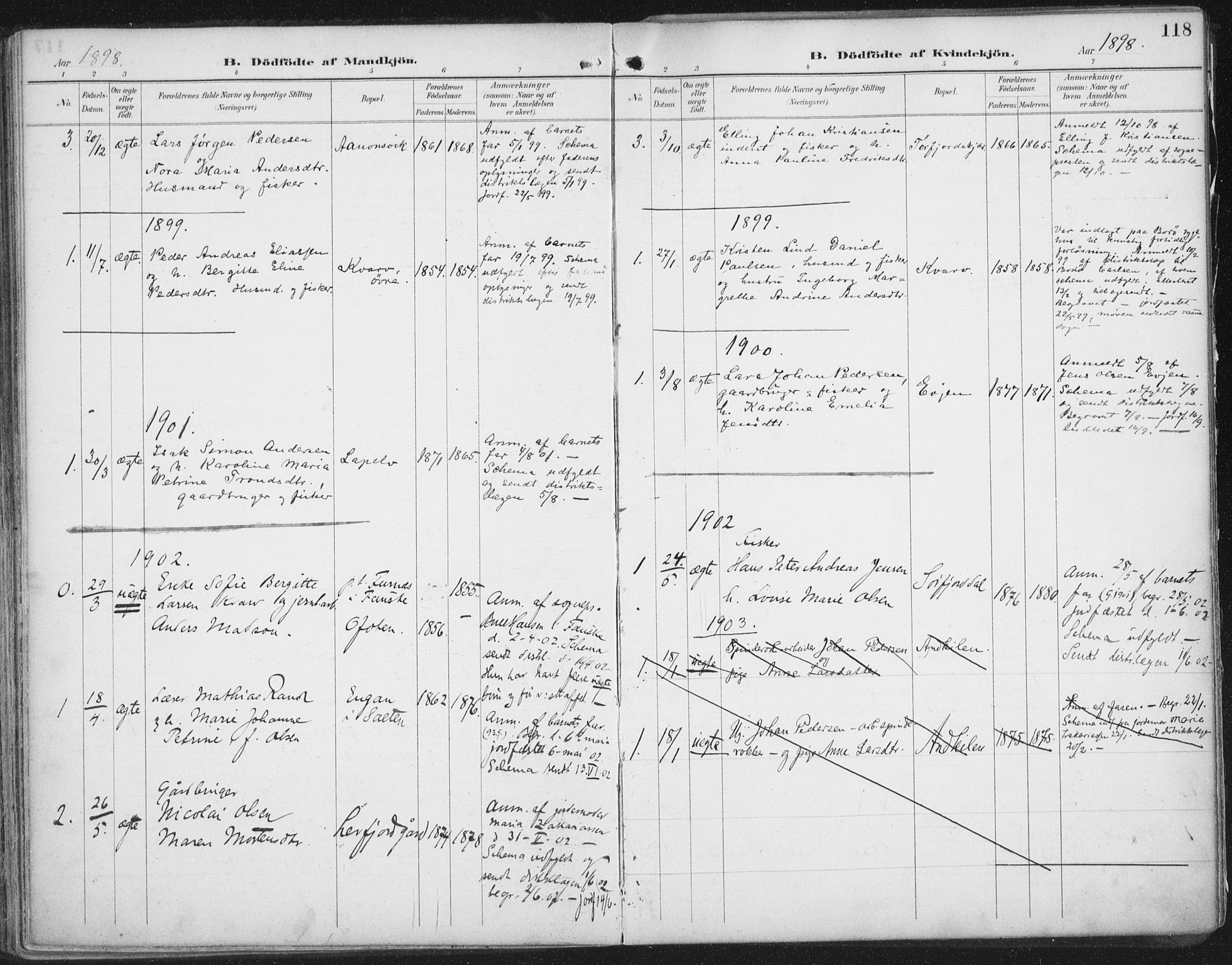 Ministerialprotokoller, klokkerbøker og fødselsregistre - Nordland, SAT/A-1459/854/L0779: Parish register (official) no. 854A02, 1892-1909, p. 118