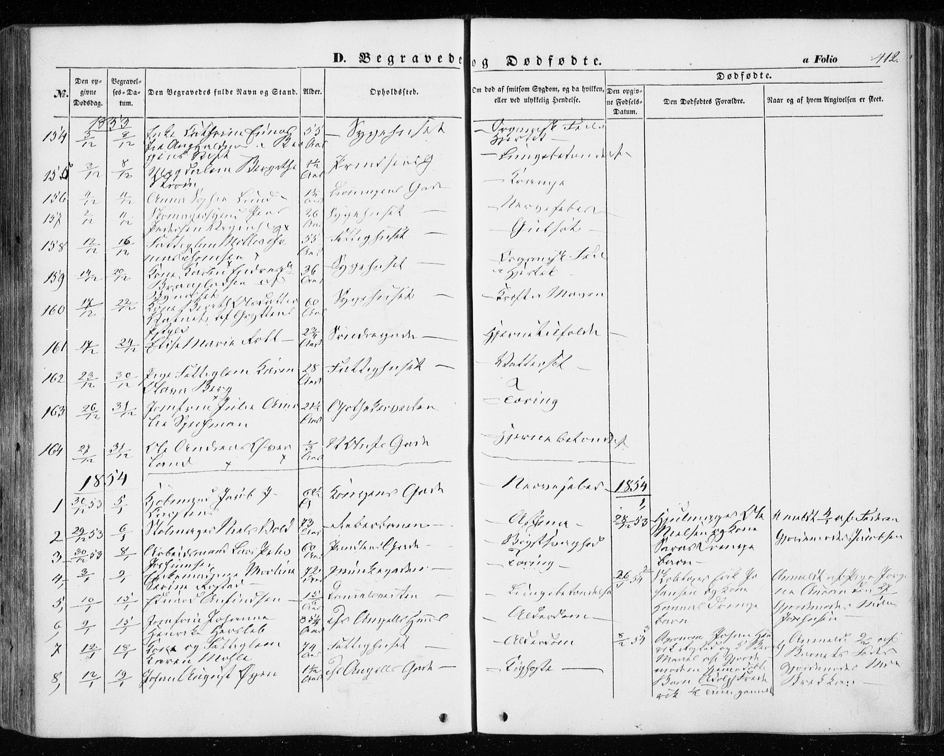 Ministerialprotokoller, klokkerbøker og fødselsregistre - Sør-Trøndelag, SAT/A-1456/601/L0051: Parish register (official) no. 601A19, 1848-1857, p. 412