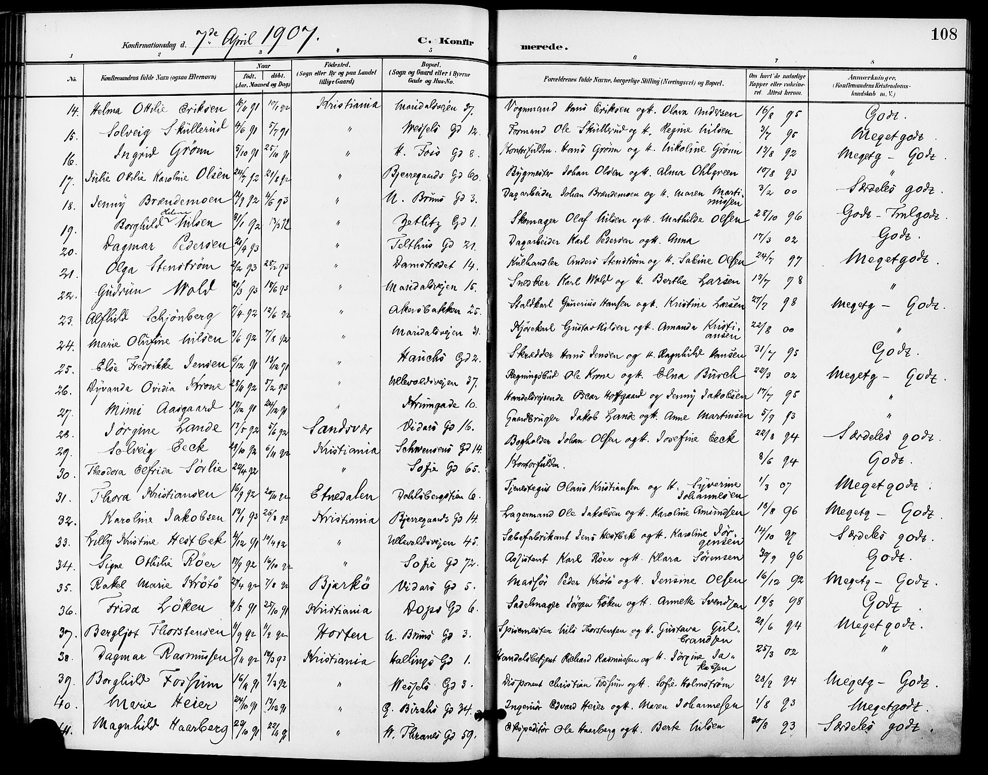 Gamle Aker prestekontor Kirkebøker, AV/SAO-A-10617a/F/L0012: Parish register (official) no. 12, 1898-1910, p. 108