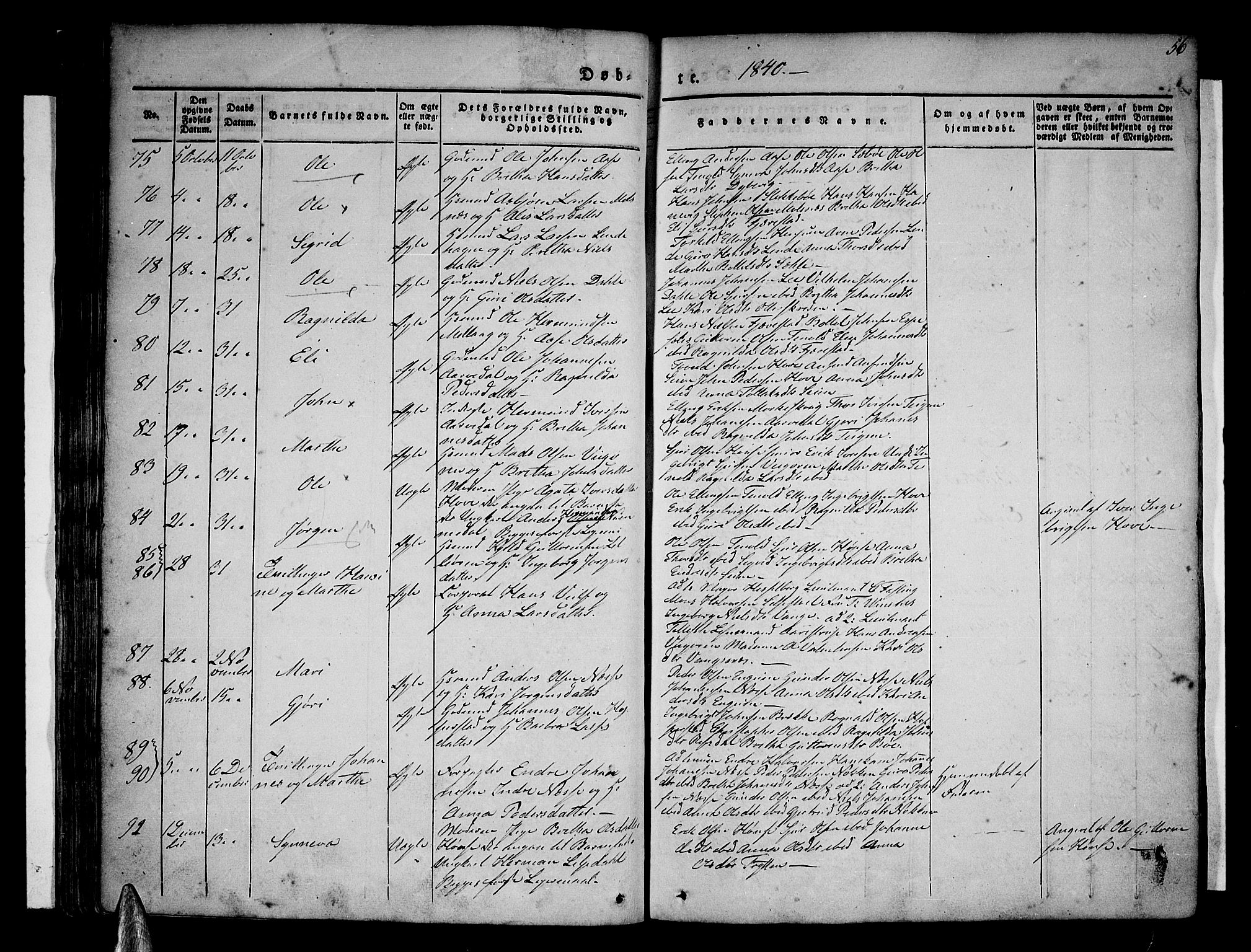 Vik sokneprestembete, AV/SAB-A-81501/H/Haa/Haaa/L0007: Parish register (official) no. A 7, 1831-1845, p. 56