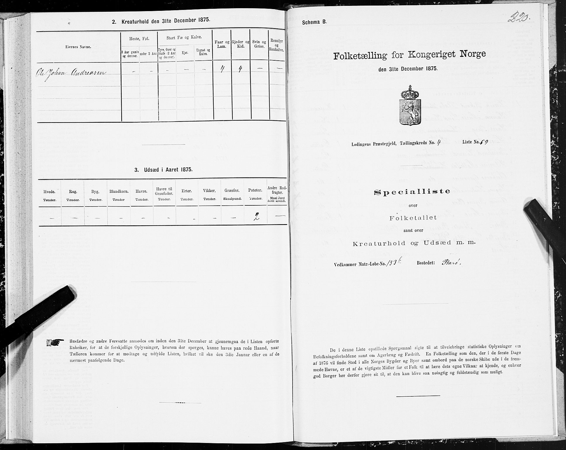 SAT, 1875 census for 1851P Lødingen, 1875, p. 2220