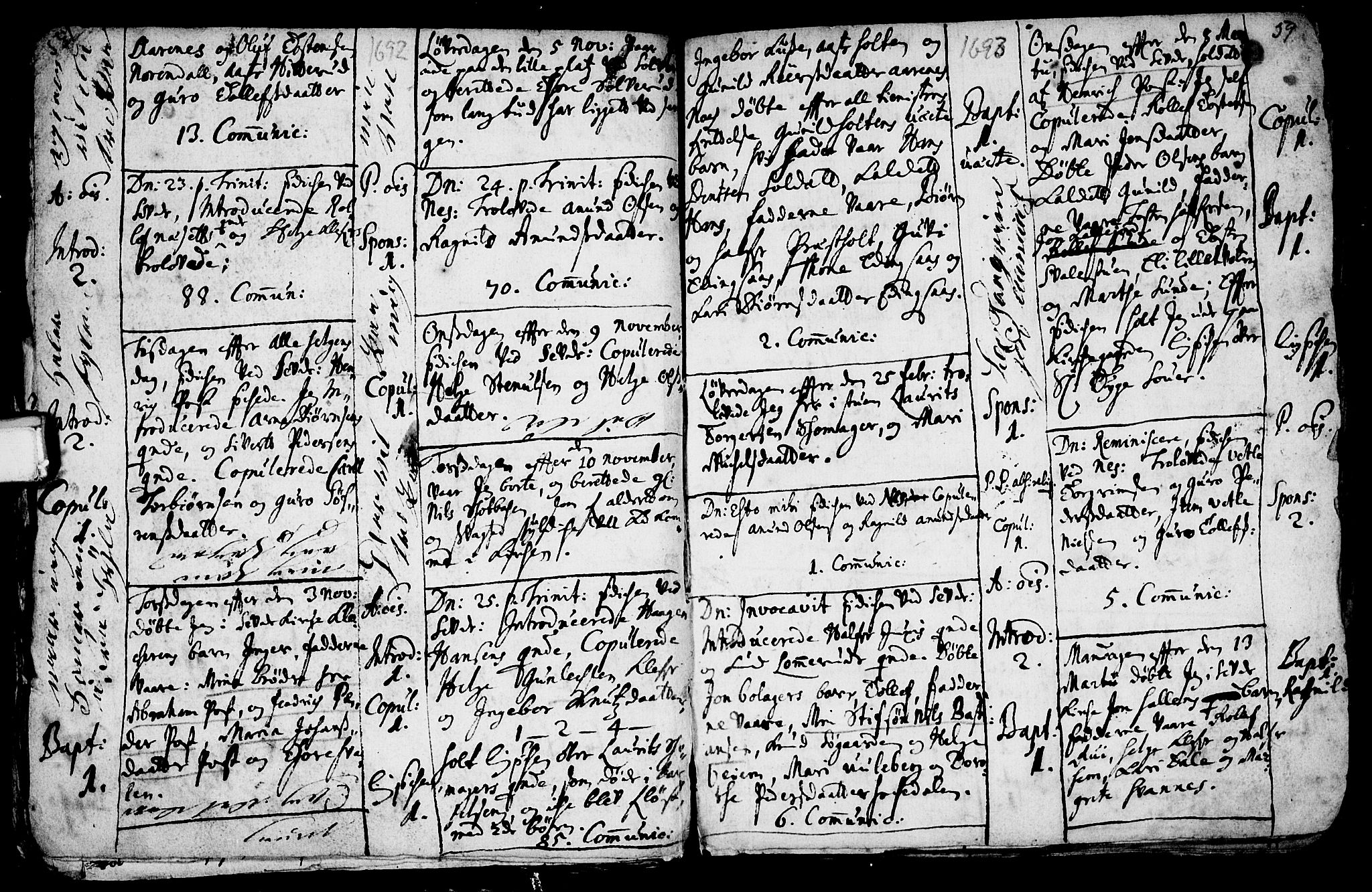 Sauherad kirkebøker, SAKO/A-298/F/Fa/L0002: Parish register (official) no. I 2, 1681-1720, p. 58-59