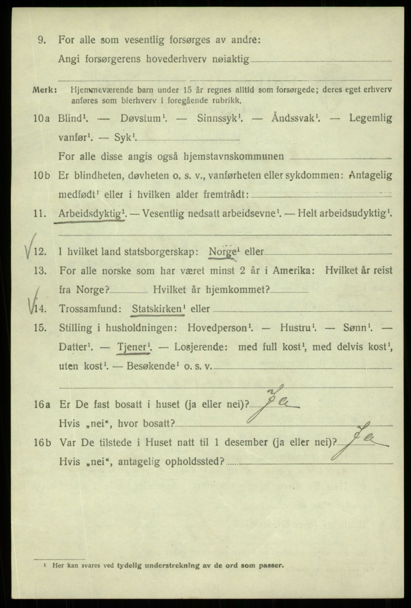 SAB, 1920 census for Bergen, 1920, p. 64539