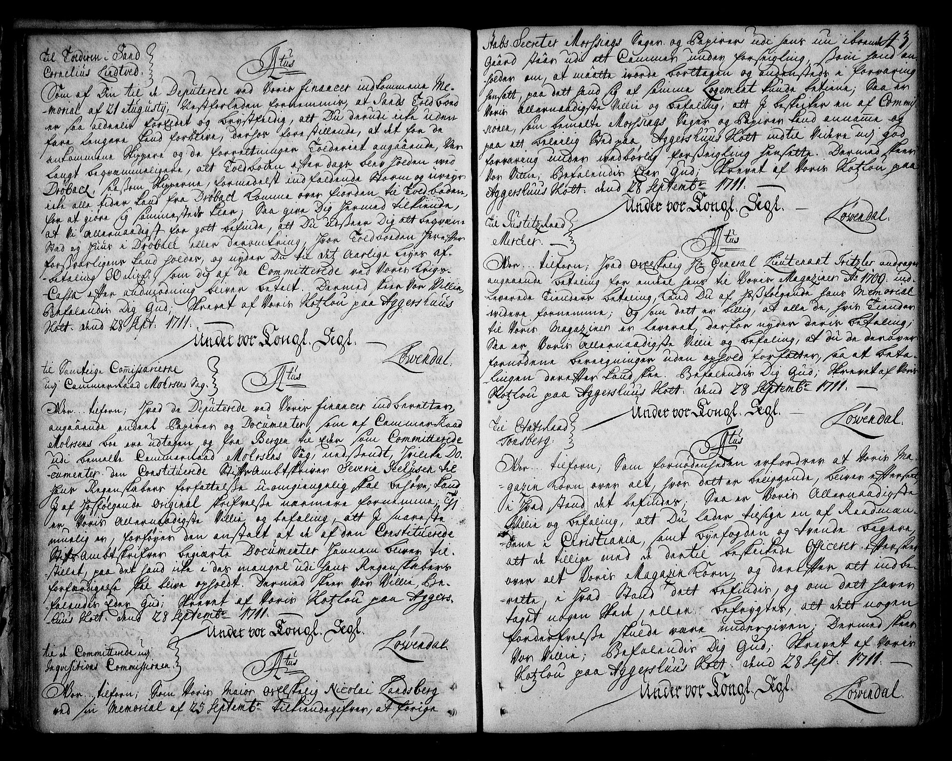 Stattholderembetet 1572-1771, AV/RA-EA-2870/Bd/L0008: Ordreprotokoll, 1711-1714, p. 42b-43a
